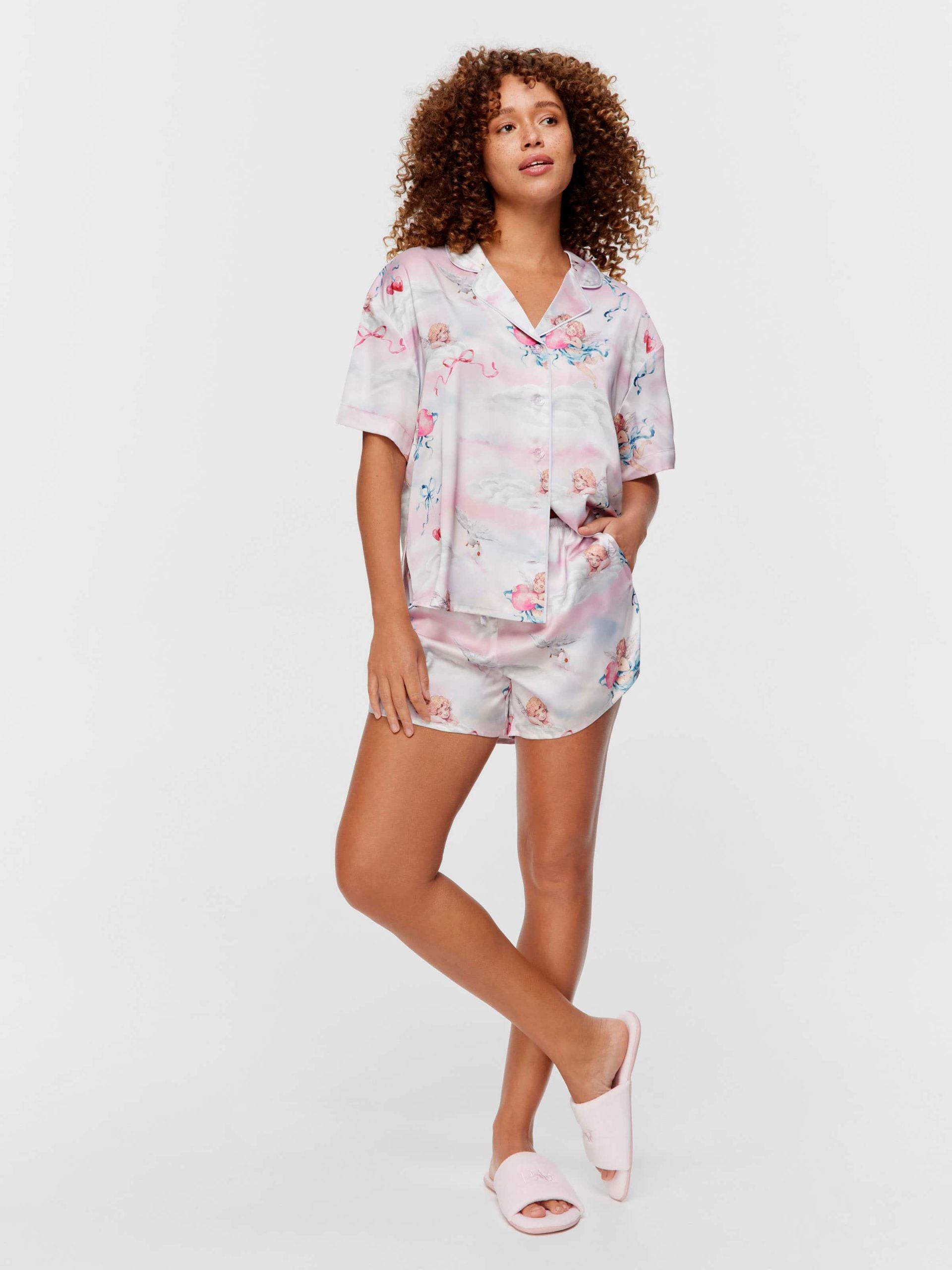 Cherub Satin Shortie Pj Set Multi