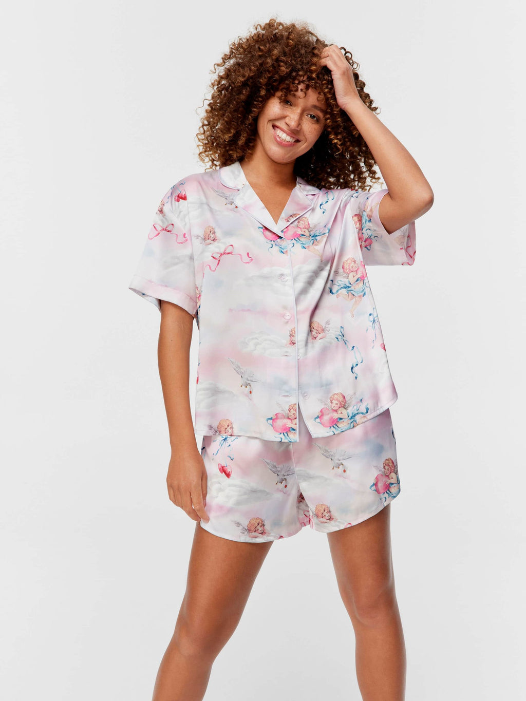 Cherub Satin Shortie Pj Set Multi