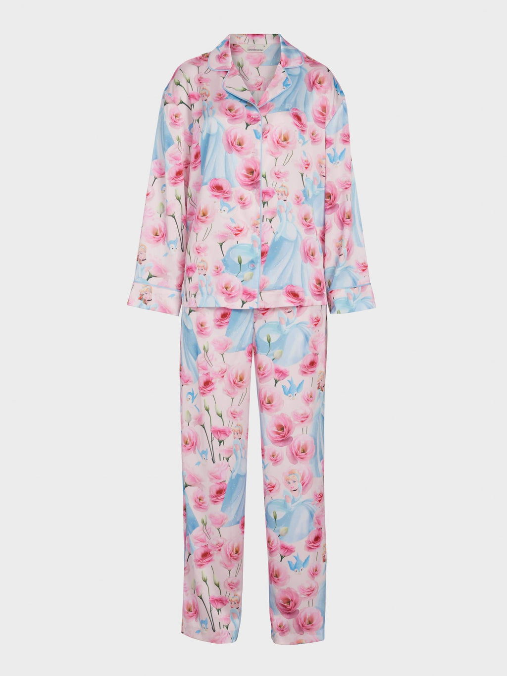 Disney Cinderella Rose Satin Long Pj Set Multi