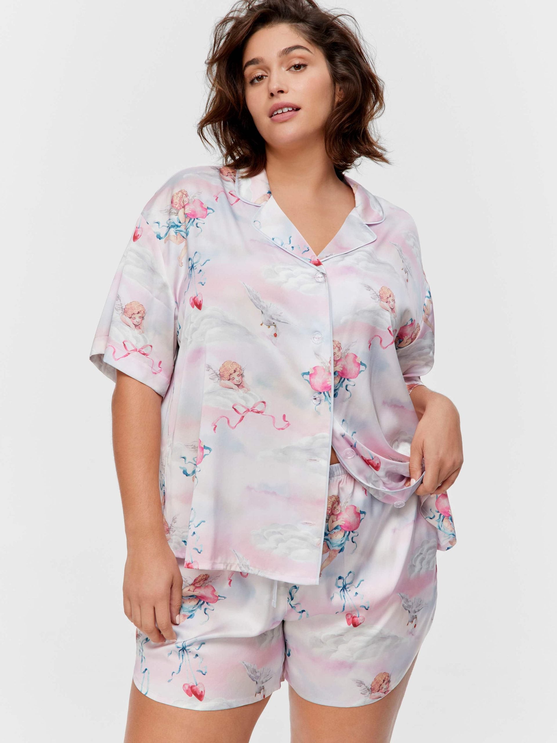 P.A. Plus Cherub Satin Shortie Pj Set Multi