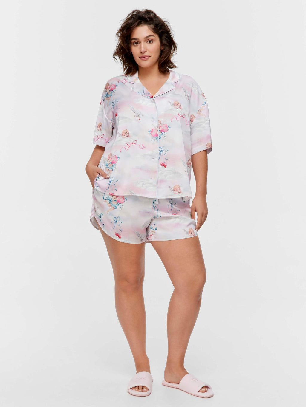 P.A. Plus Cherub Satin Shortie Pj Set Multi
