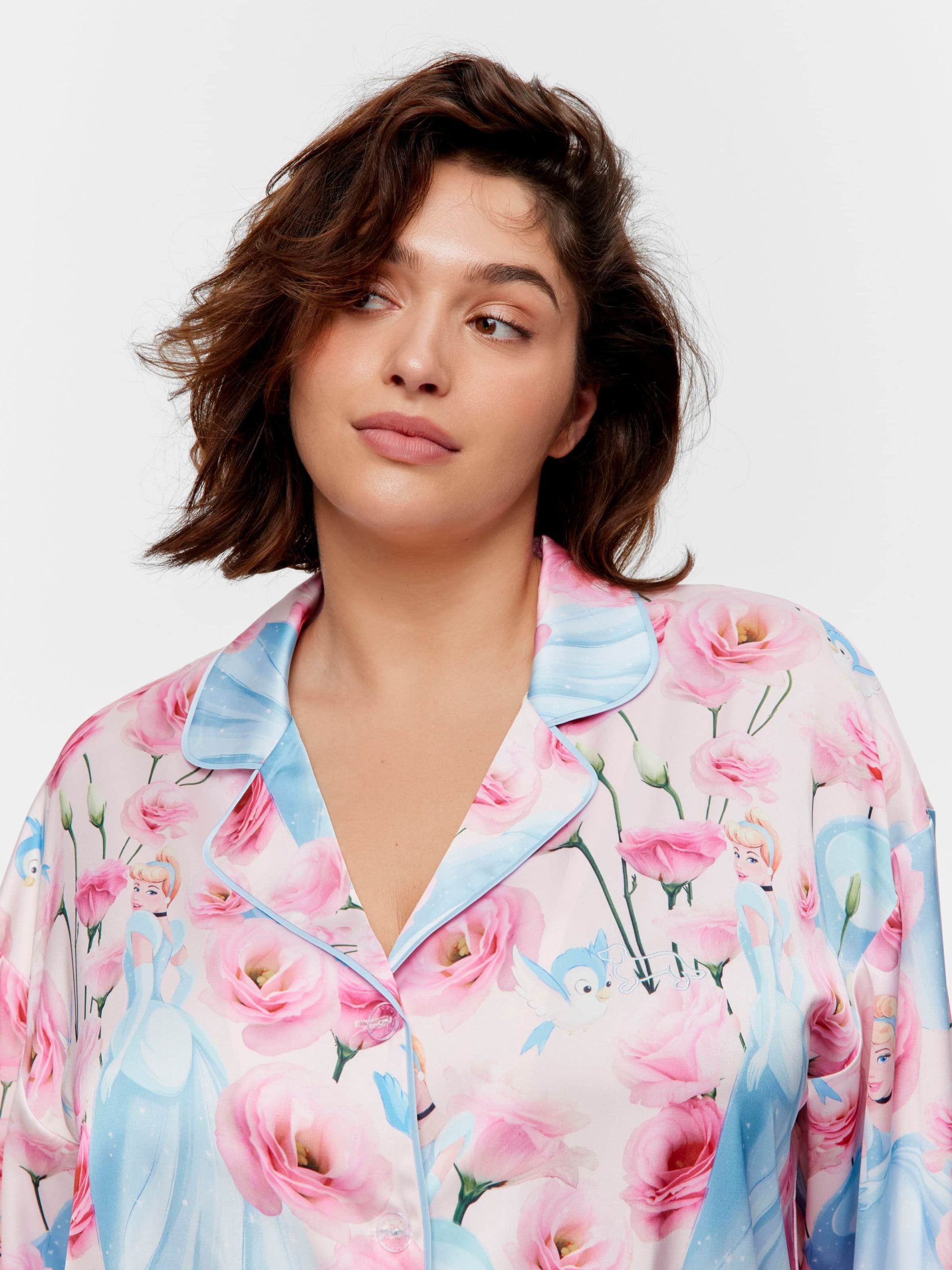 P.A. Plus Disney Cinderella Rose Satin Long Pj Set Multi