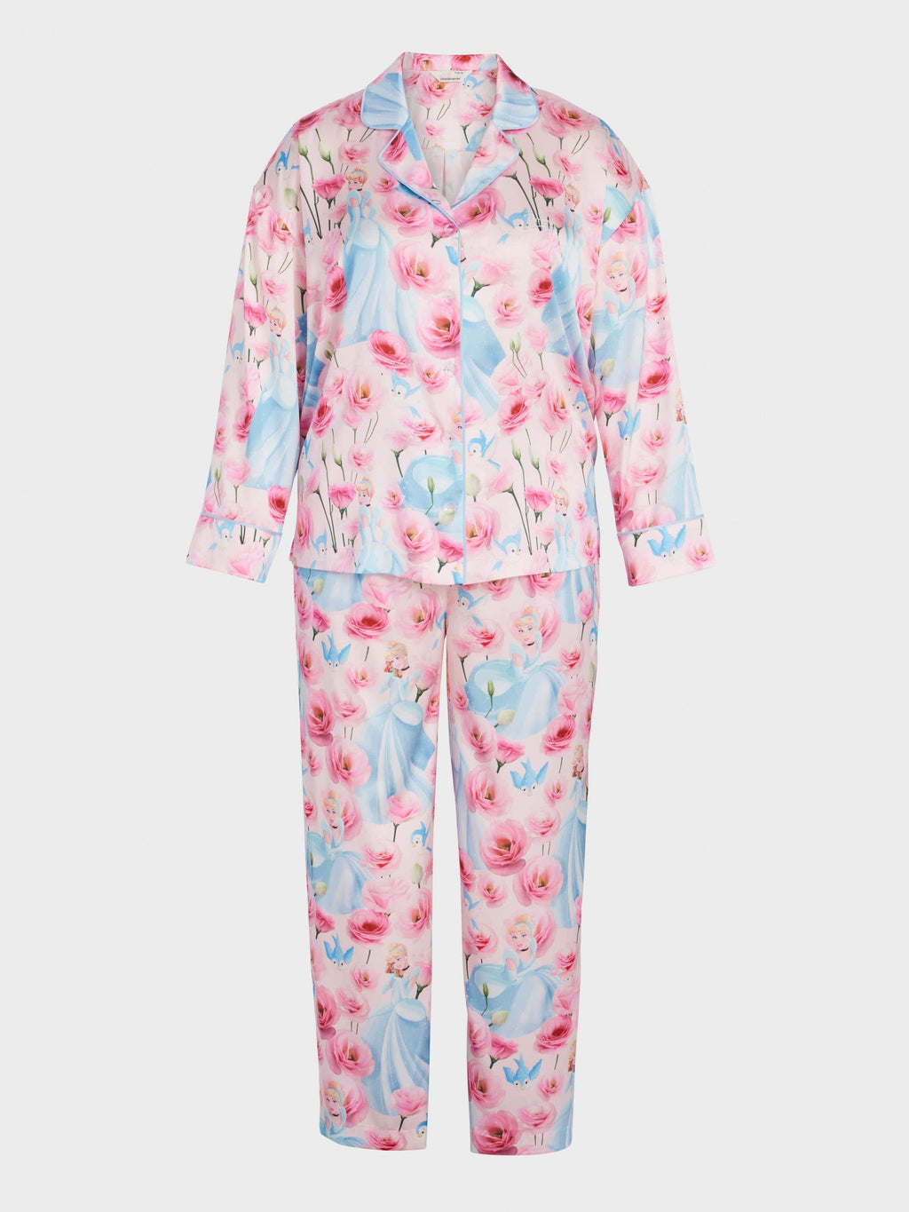 P.A. Plus Disney Cinderella Rose Satin Long Pj Set Multi