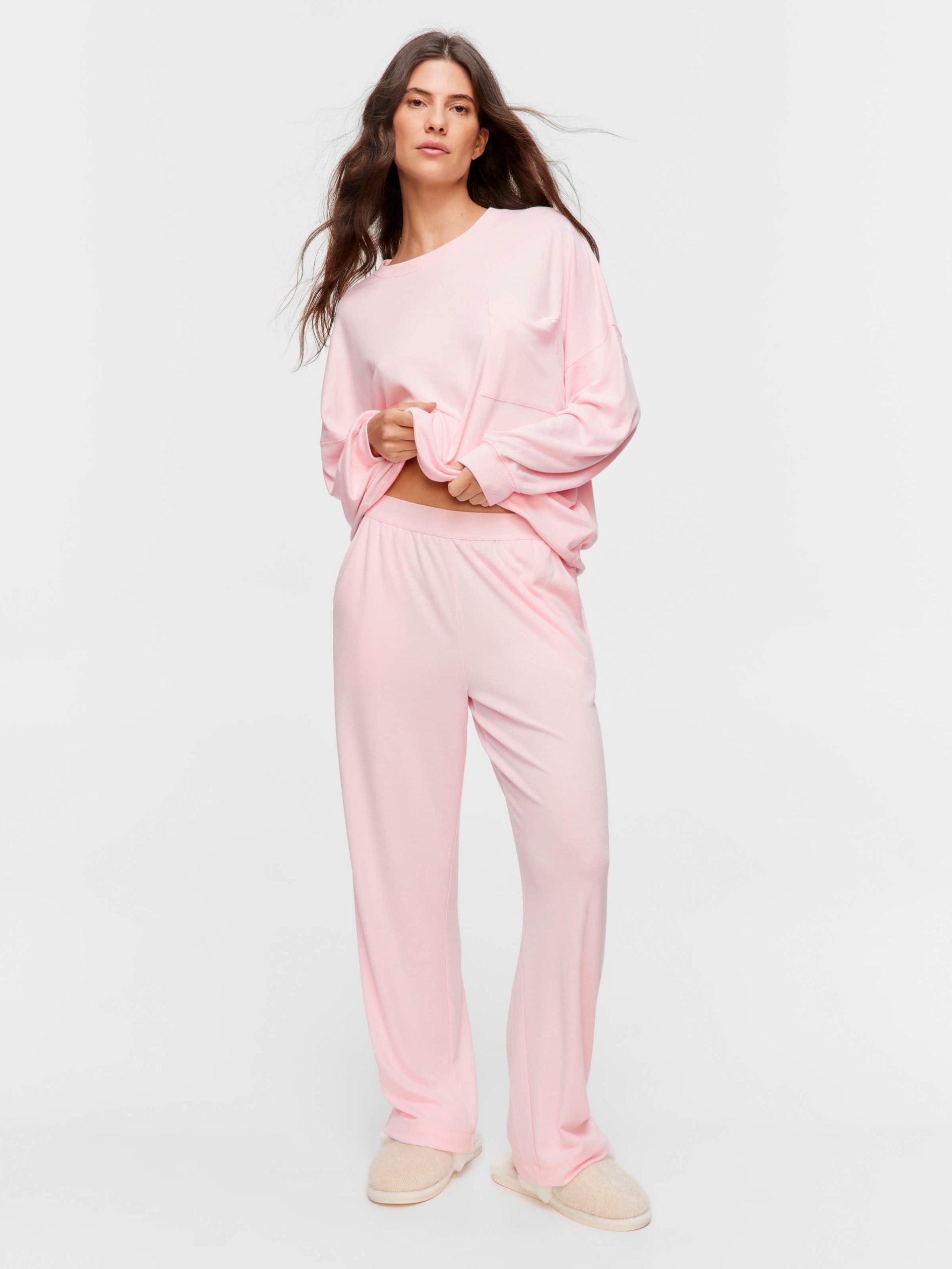 Pink Logo Straight Leg Pj Pant palepink