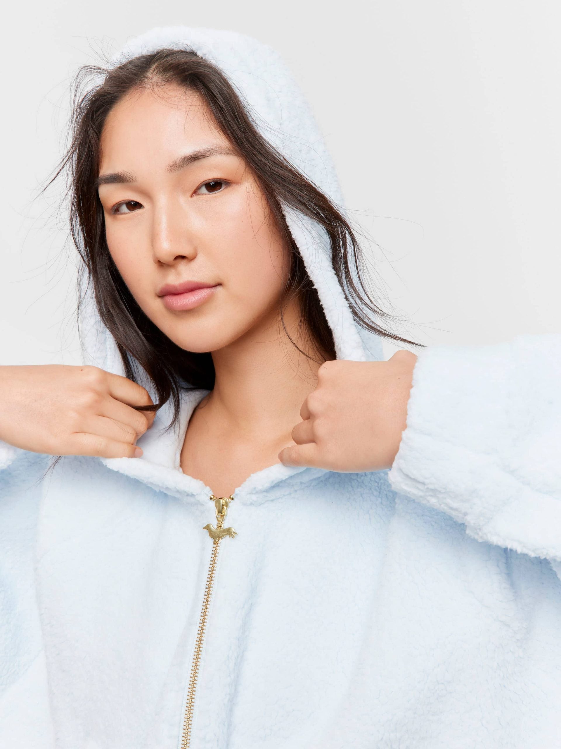 Blue Fleece Hooded Jacket paleblue