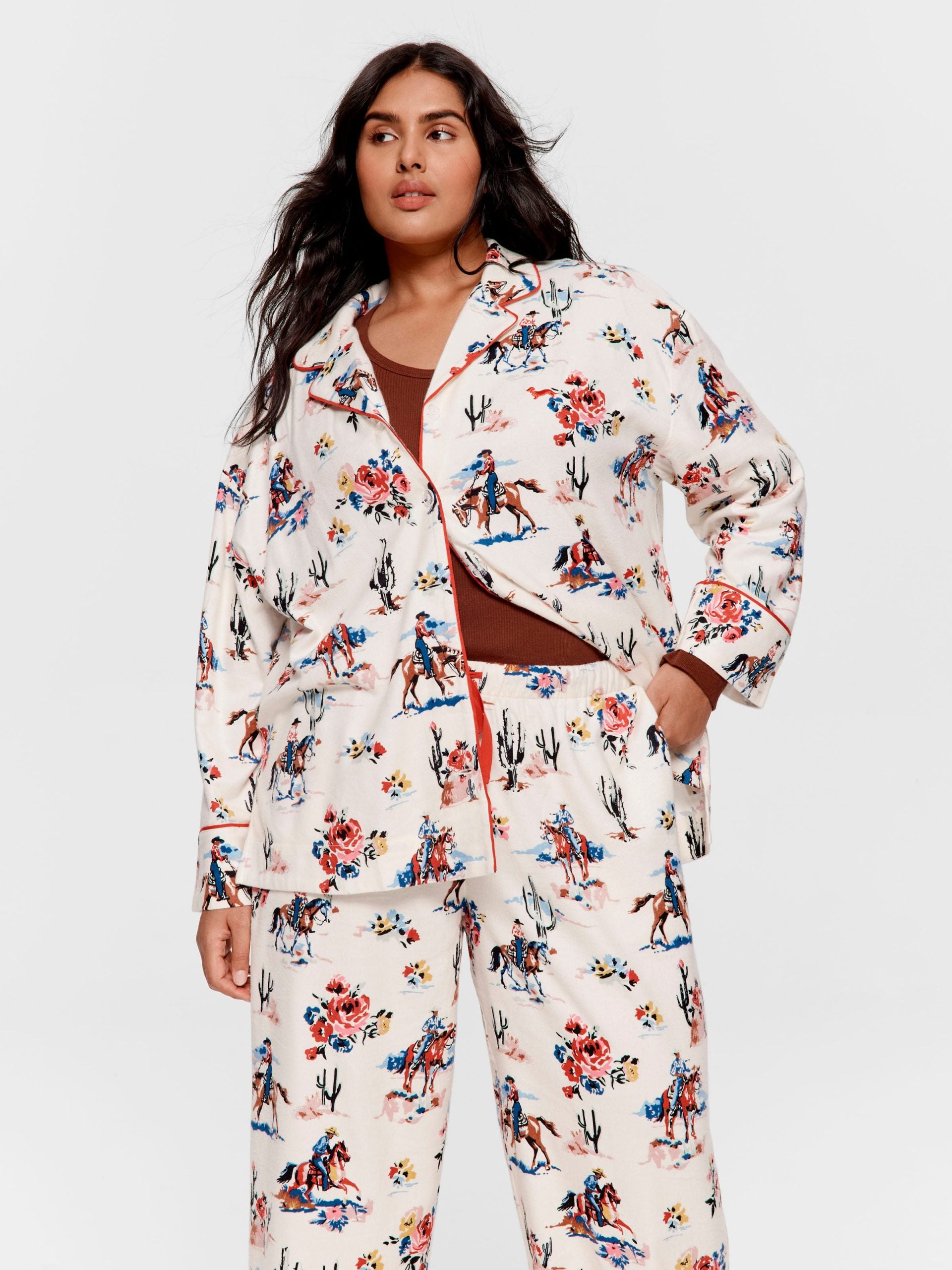 P.A. Plus Cowboy Bamboo Flannelette Classic Pj Set Multi