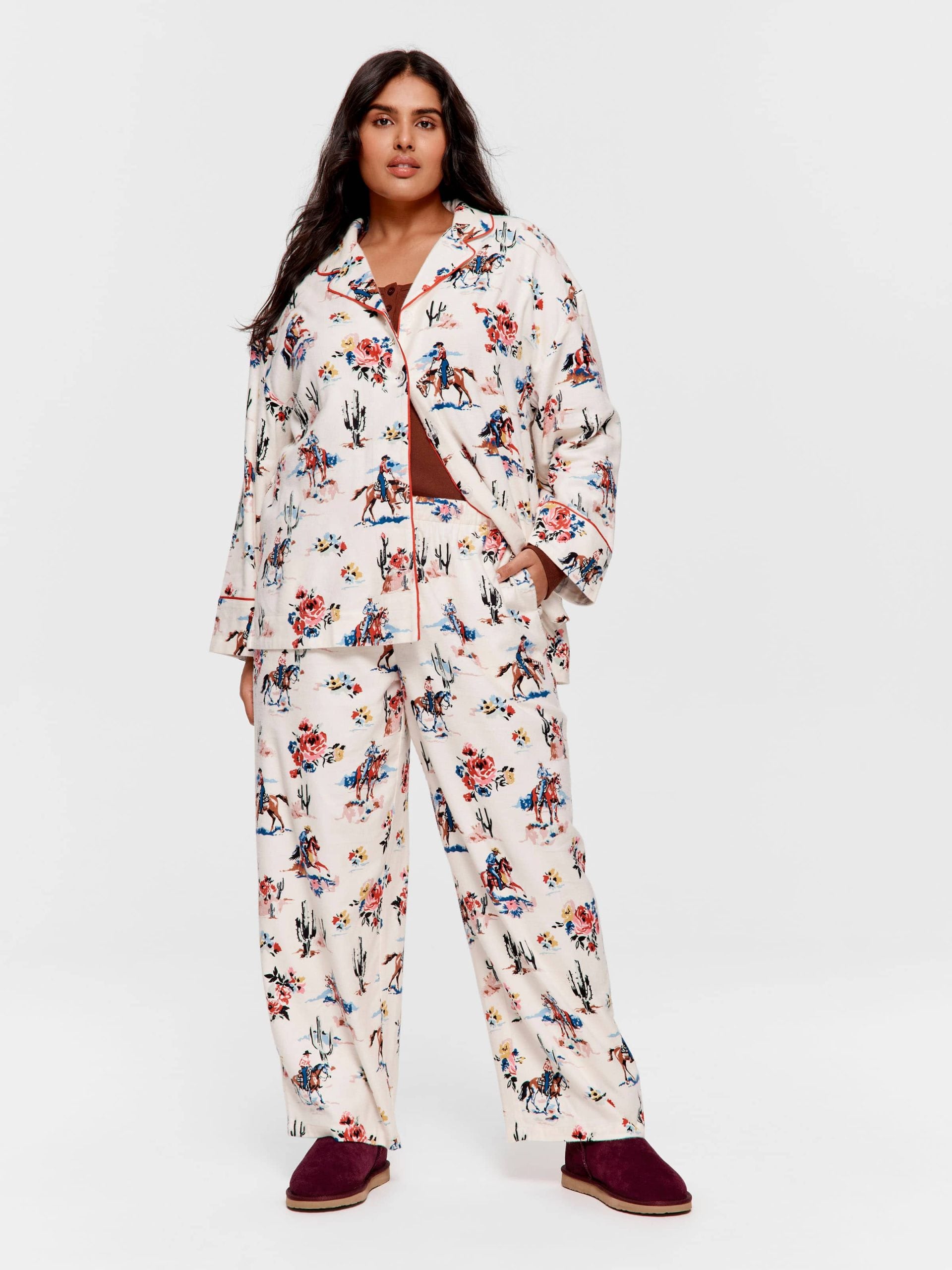P.A. Plus Cowboy Bamboo Flannelette Classic Pj Set Multi