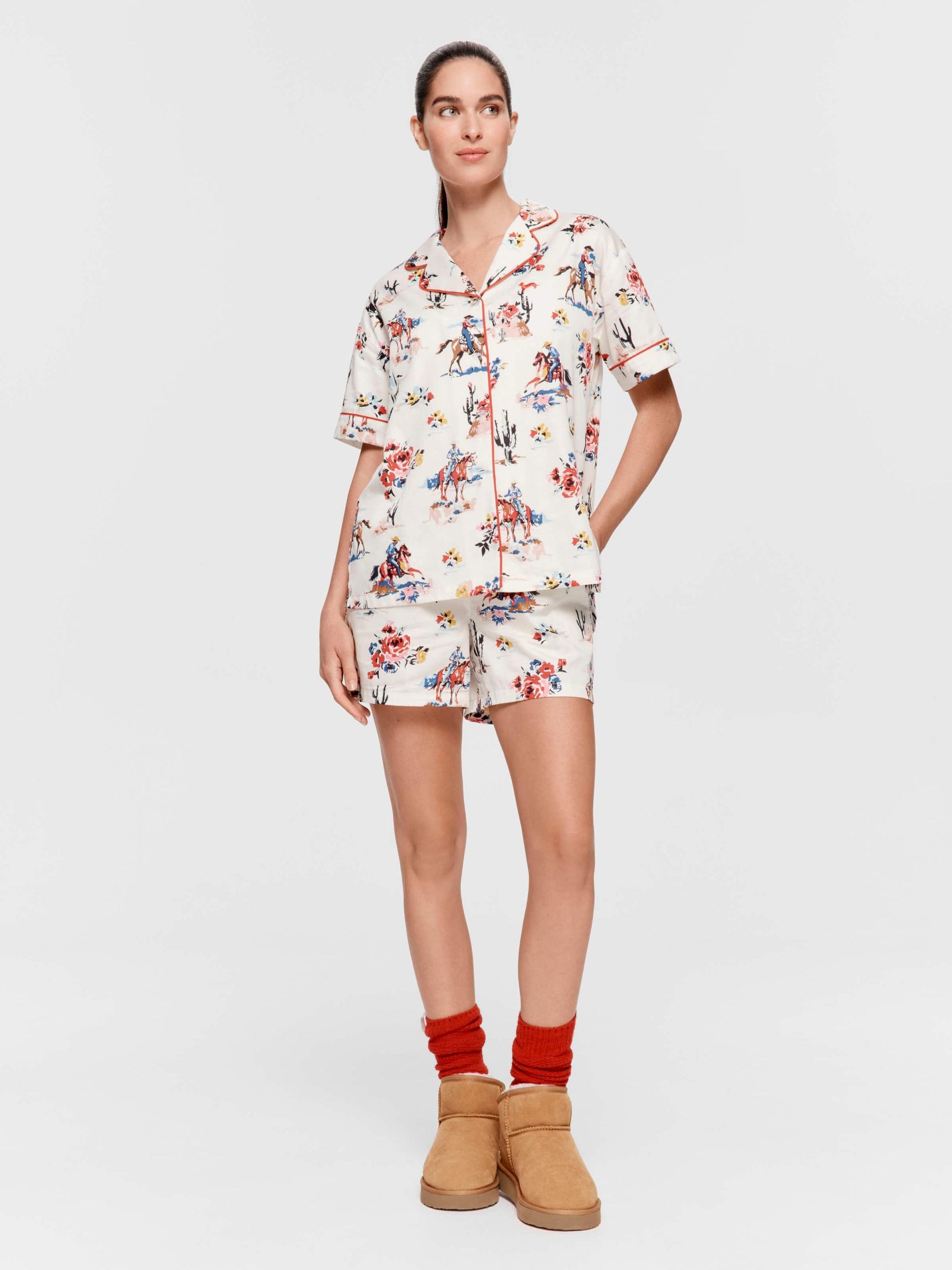 Cowboy 100% Cotton Shortie Pj Set Multi