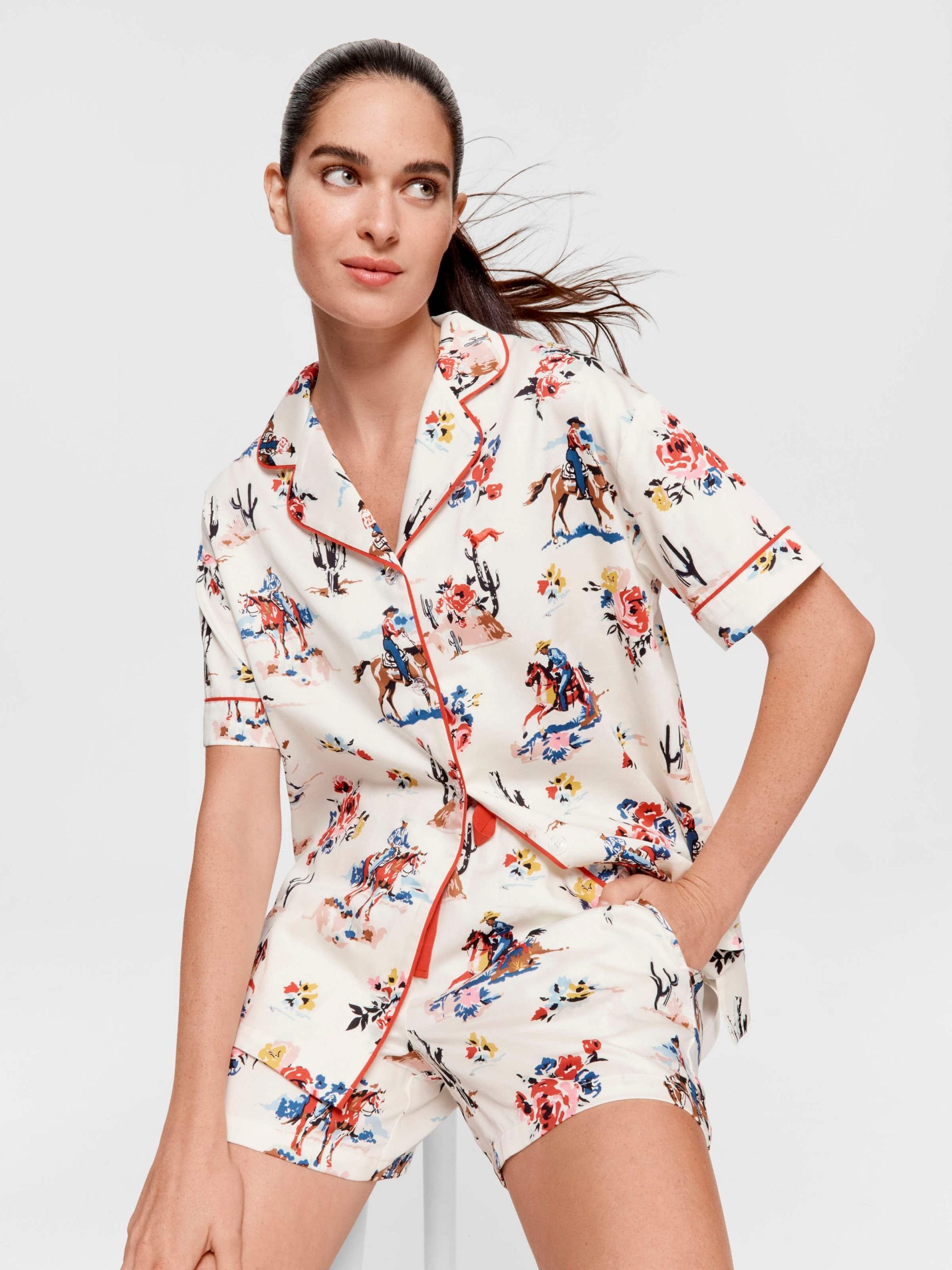 Cowboy 100% Cotton Shortie Pj Set Multi