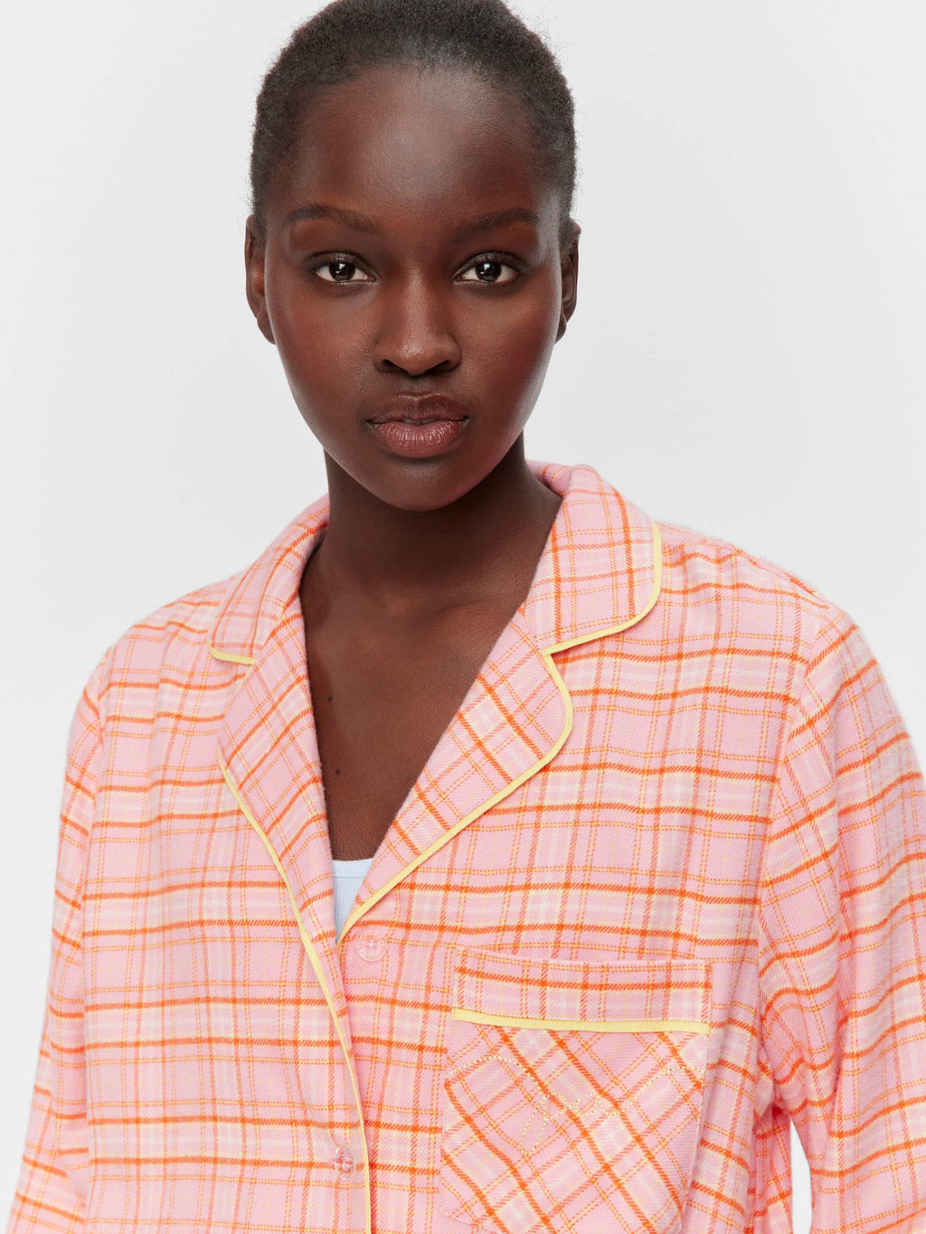 Pink &amp; Yellow Check Bamboo Flannelette Classic Pj Set Multi