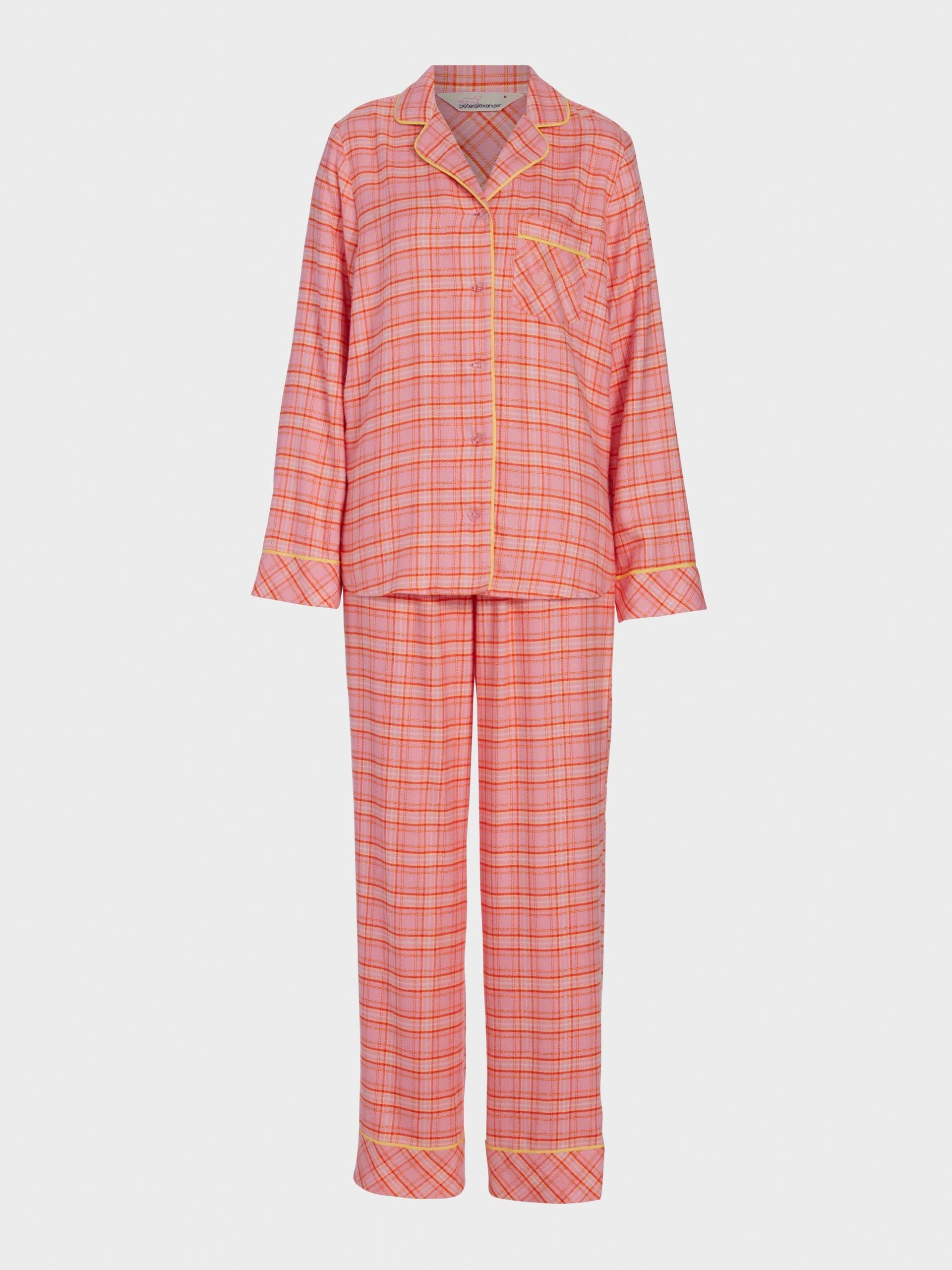 Pink &amp; Yellow Check Bamboo Flannelette Classic Pj Set Multi