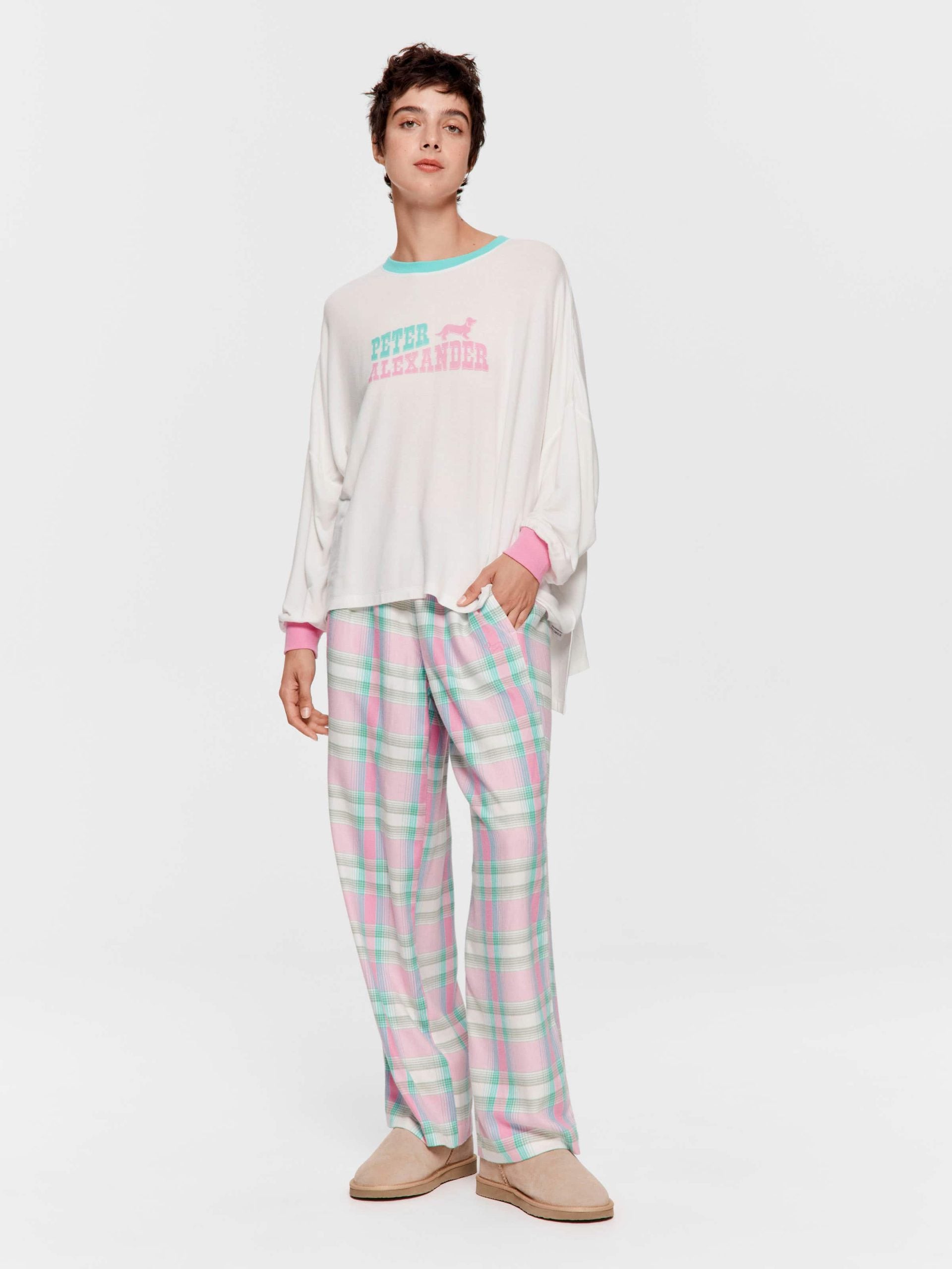 Peter Alexander Western Oversized Long Sleeve Top Cream