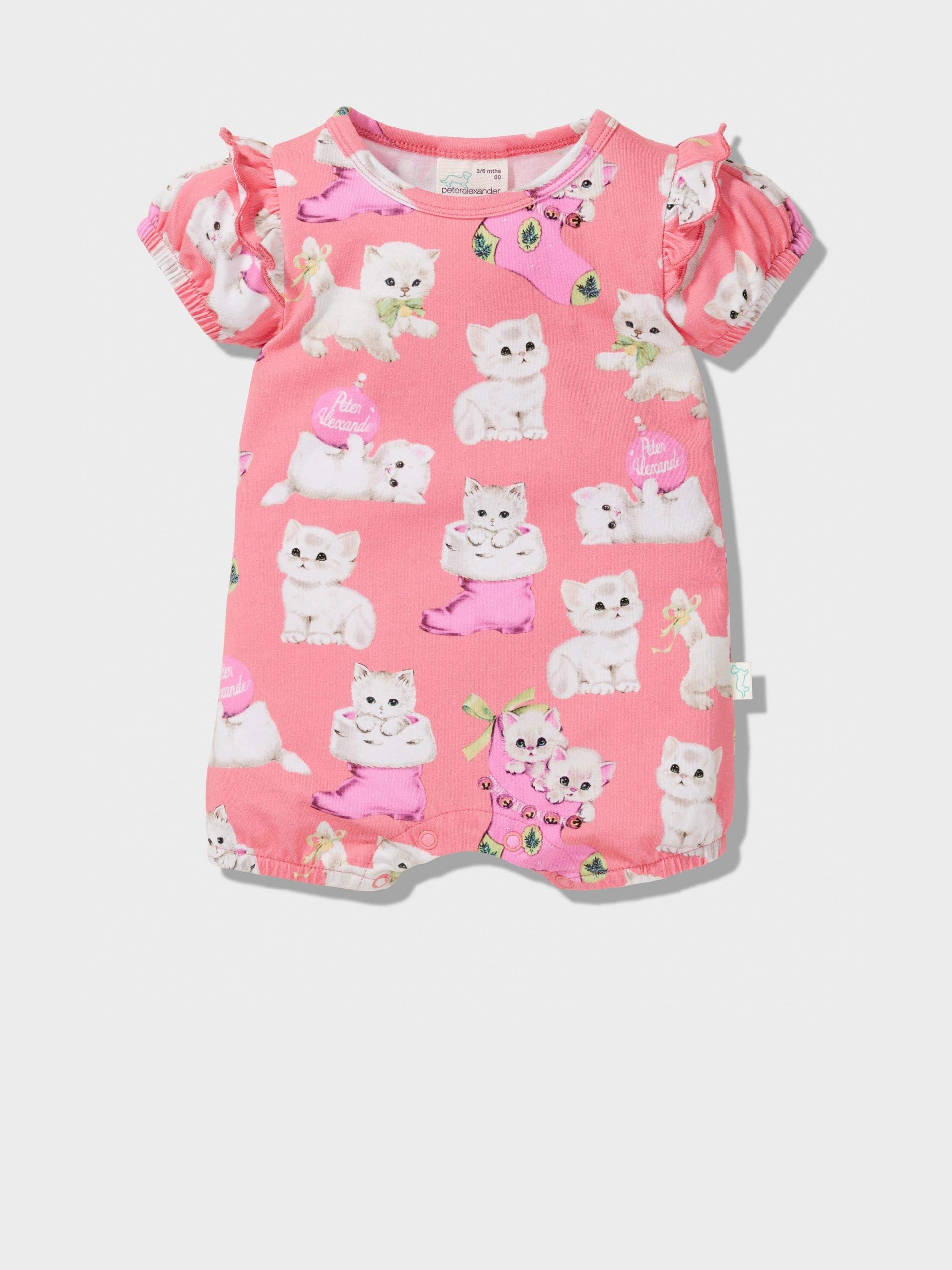 Baby Girl Kitten Romper multi