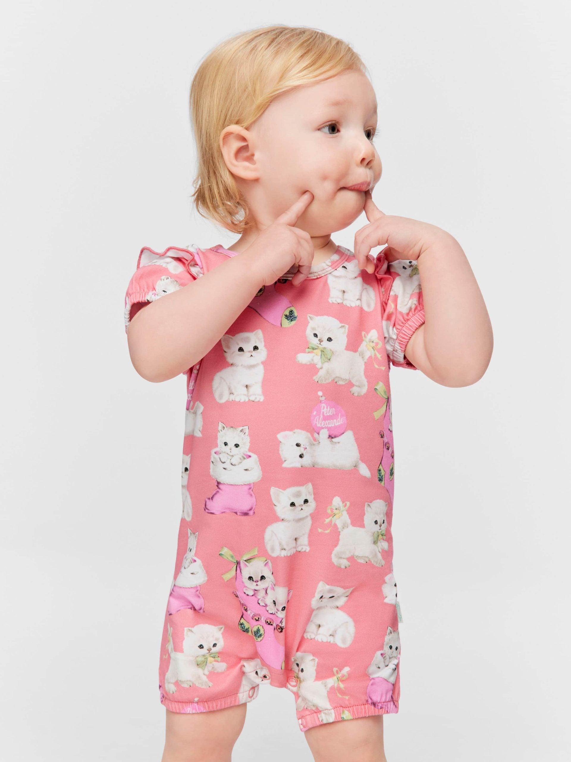 Baby Girl Kitten Romper multi