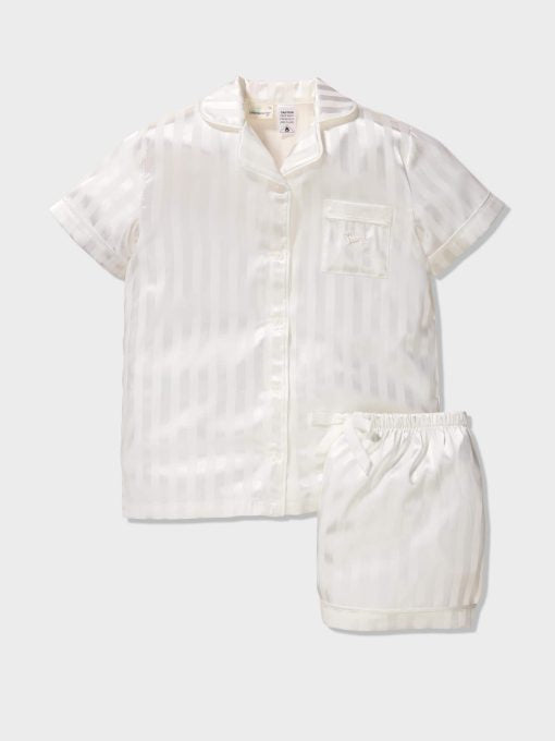 Girls Classic White Satin Pj Set white