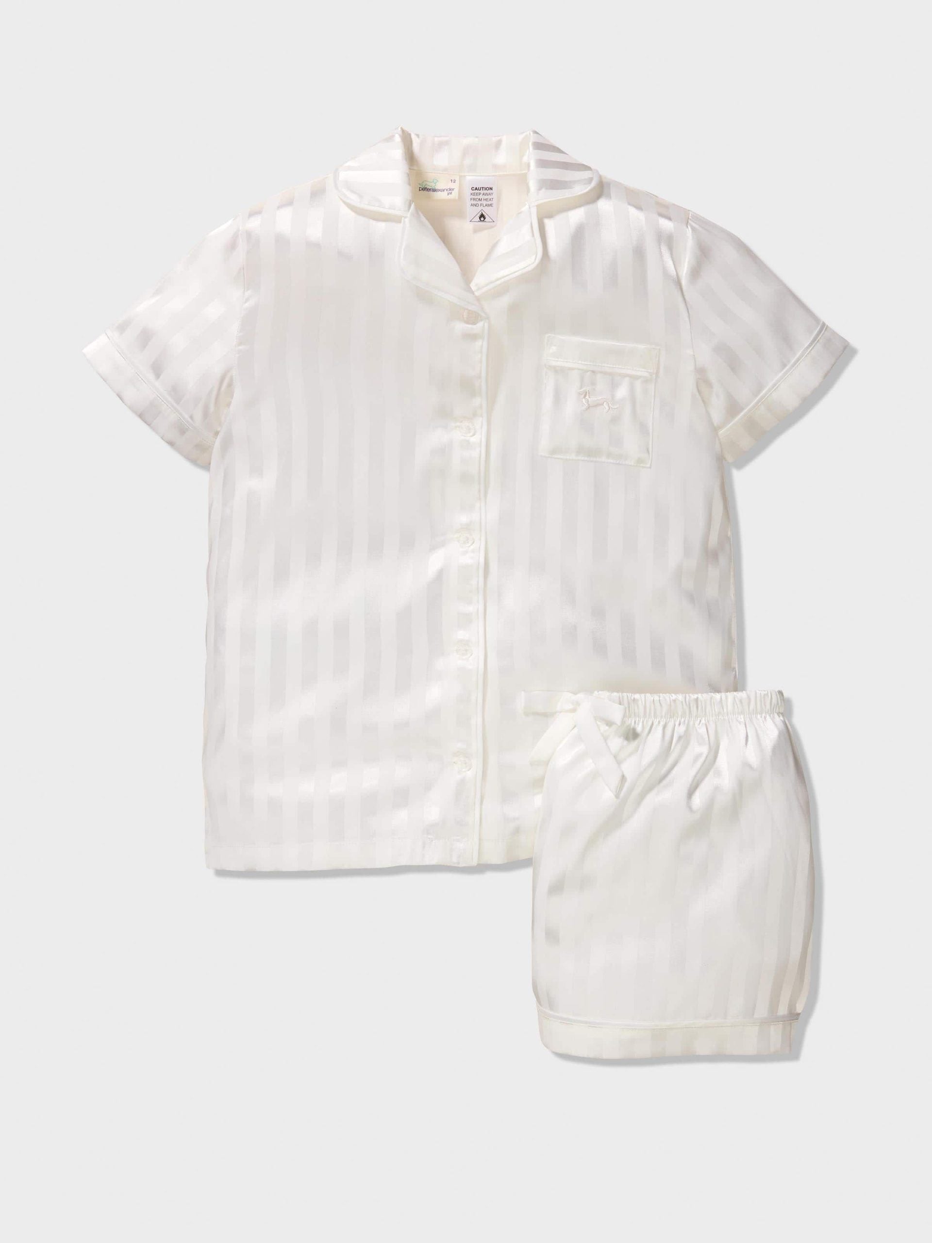 Girls Classic White Satin Pj Set white