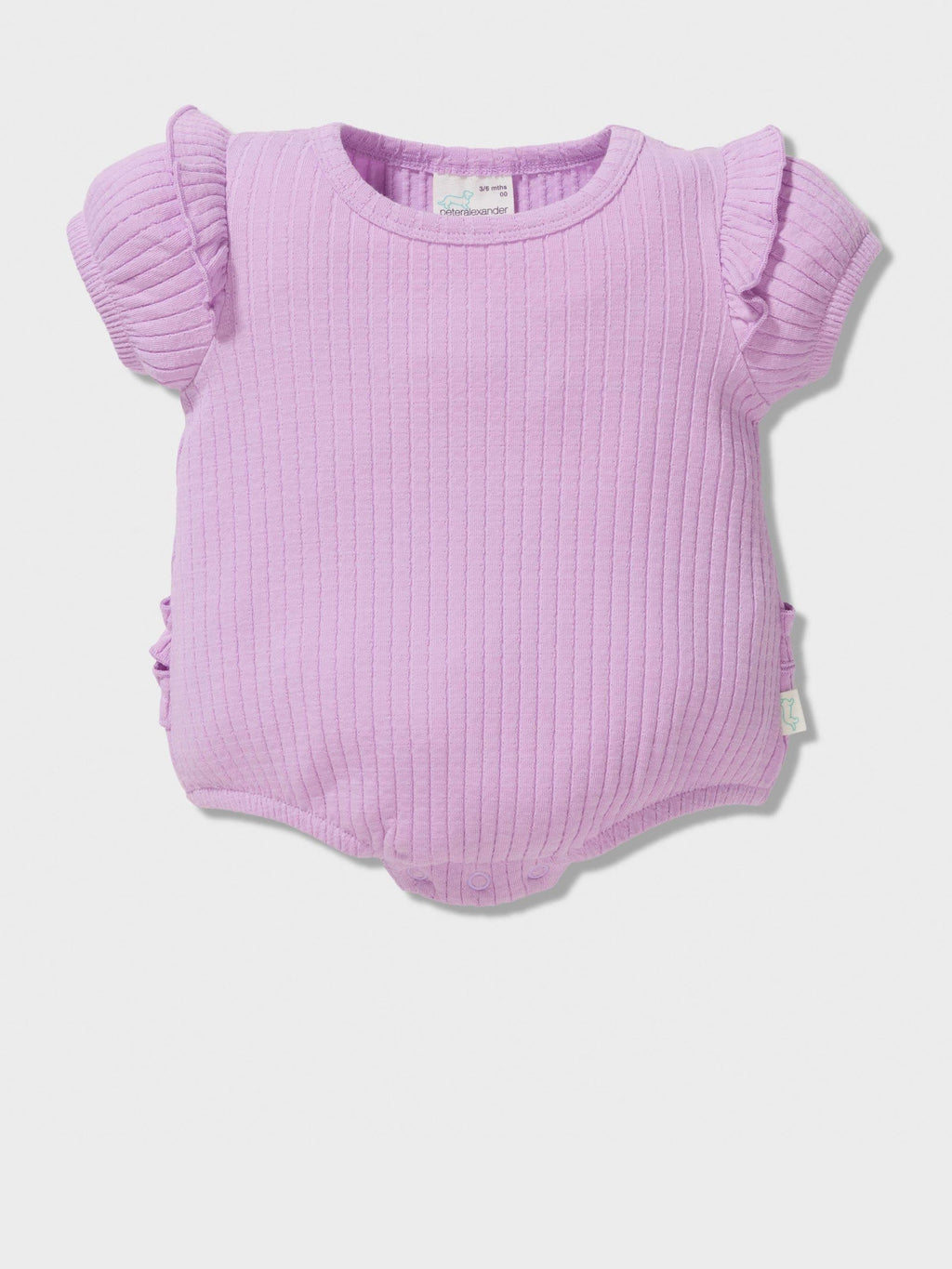 Baby Purple Frill Ribbed Romper lilac