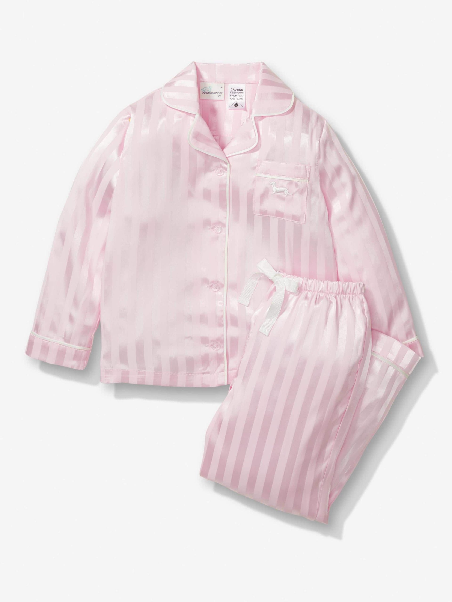 Girls Pink Stripe Satin Pj Set pink