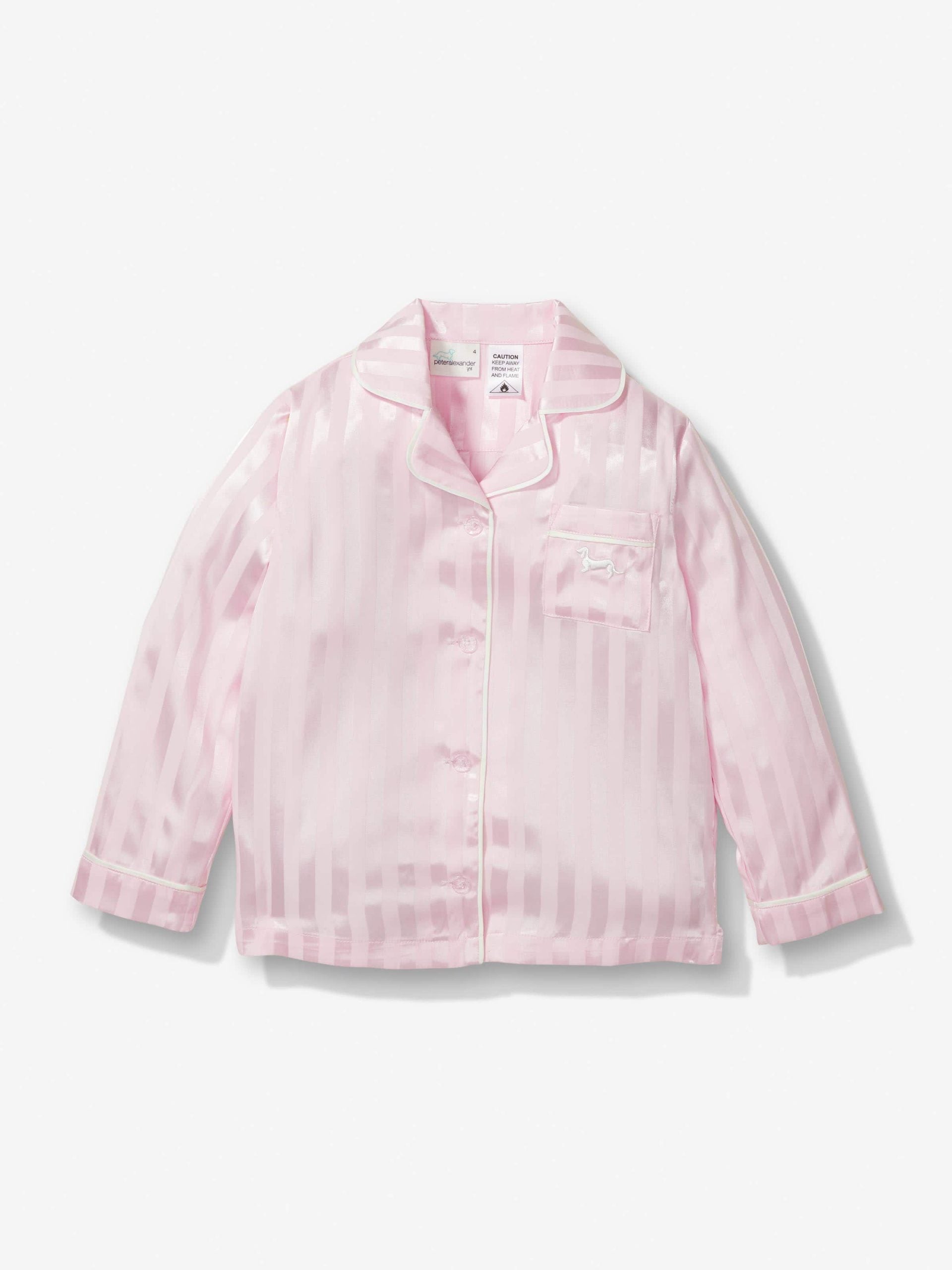 Girls Pink Stripe Satin Pj Set pink
