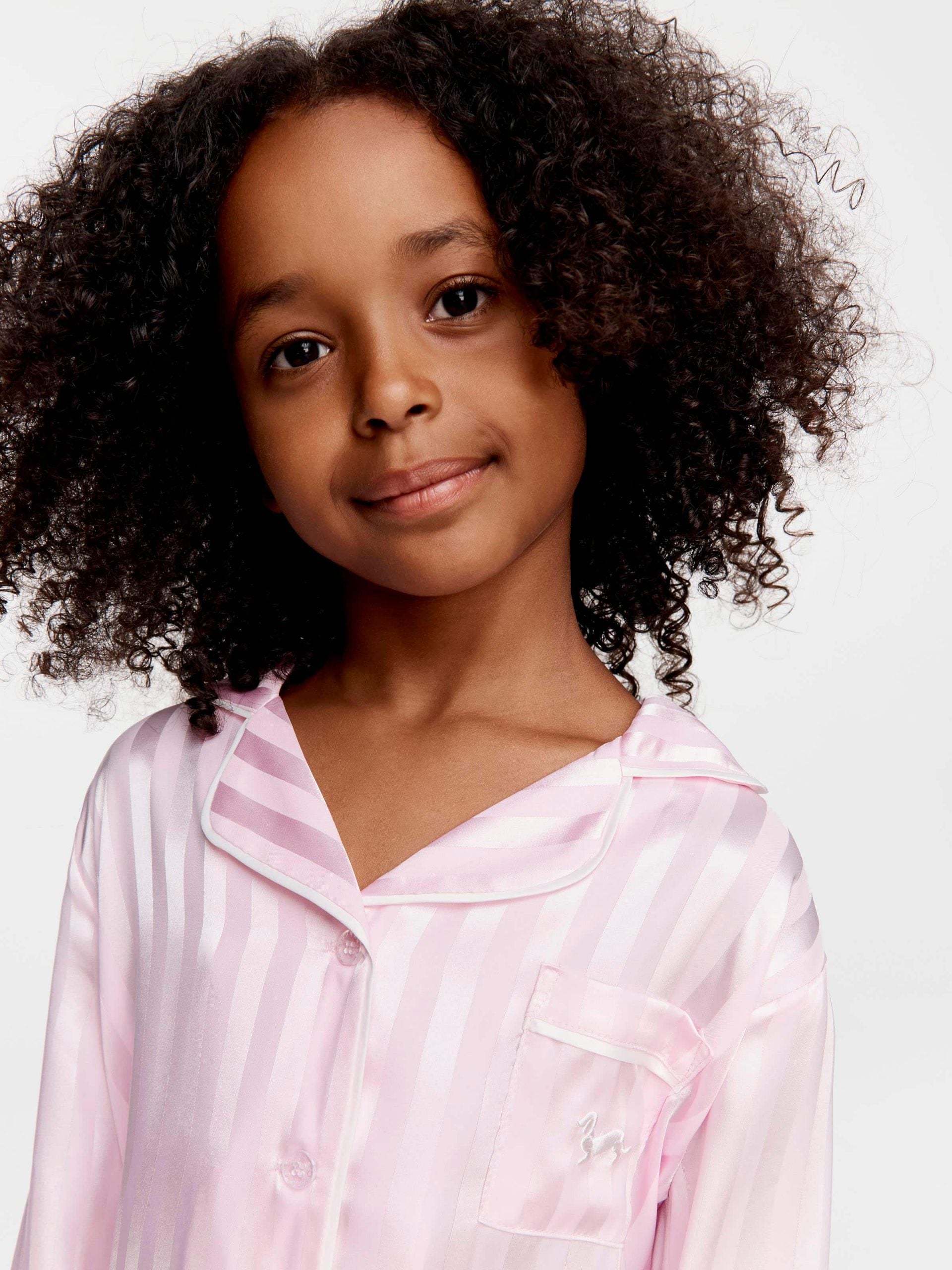 Girls Pink Stripe Satin Pj Set pink