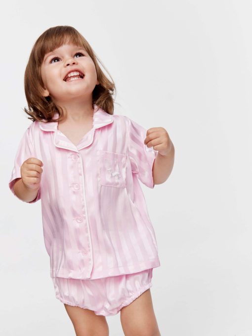 Baby Pink Stripe Satin Pj Set Pink