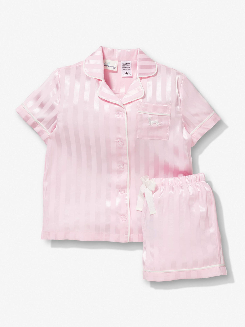 Jnr Girls Pink Stripe Satin Pj Set pink
