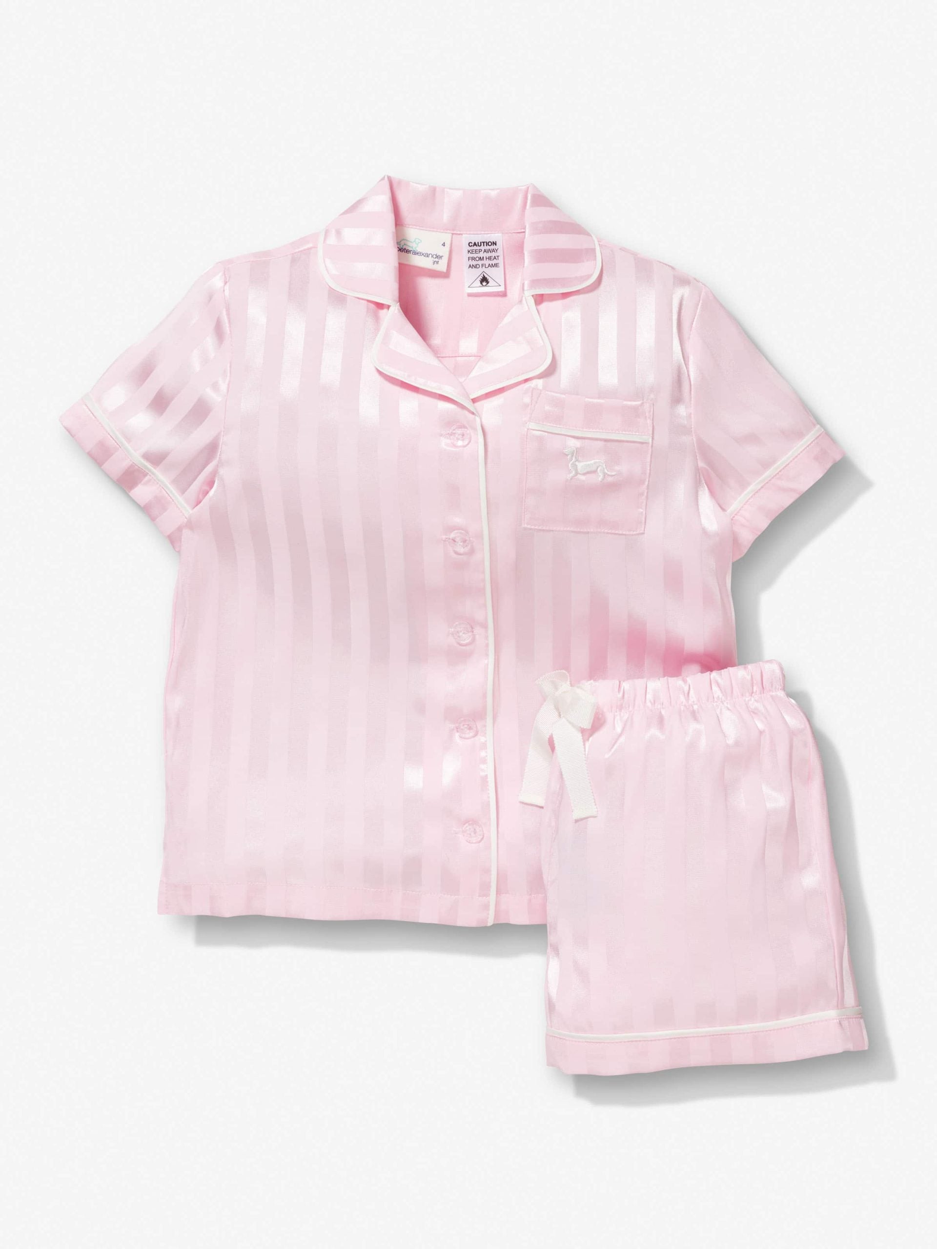 Jnr Girls Pink Stripe Satin Pj Set pink