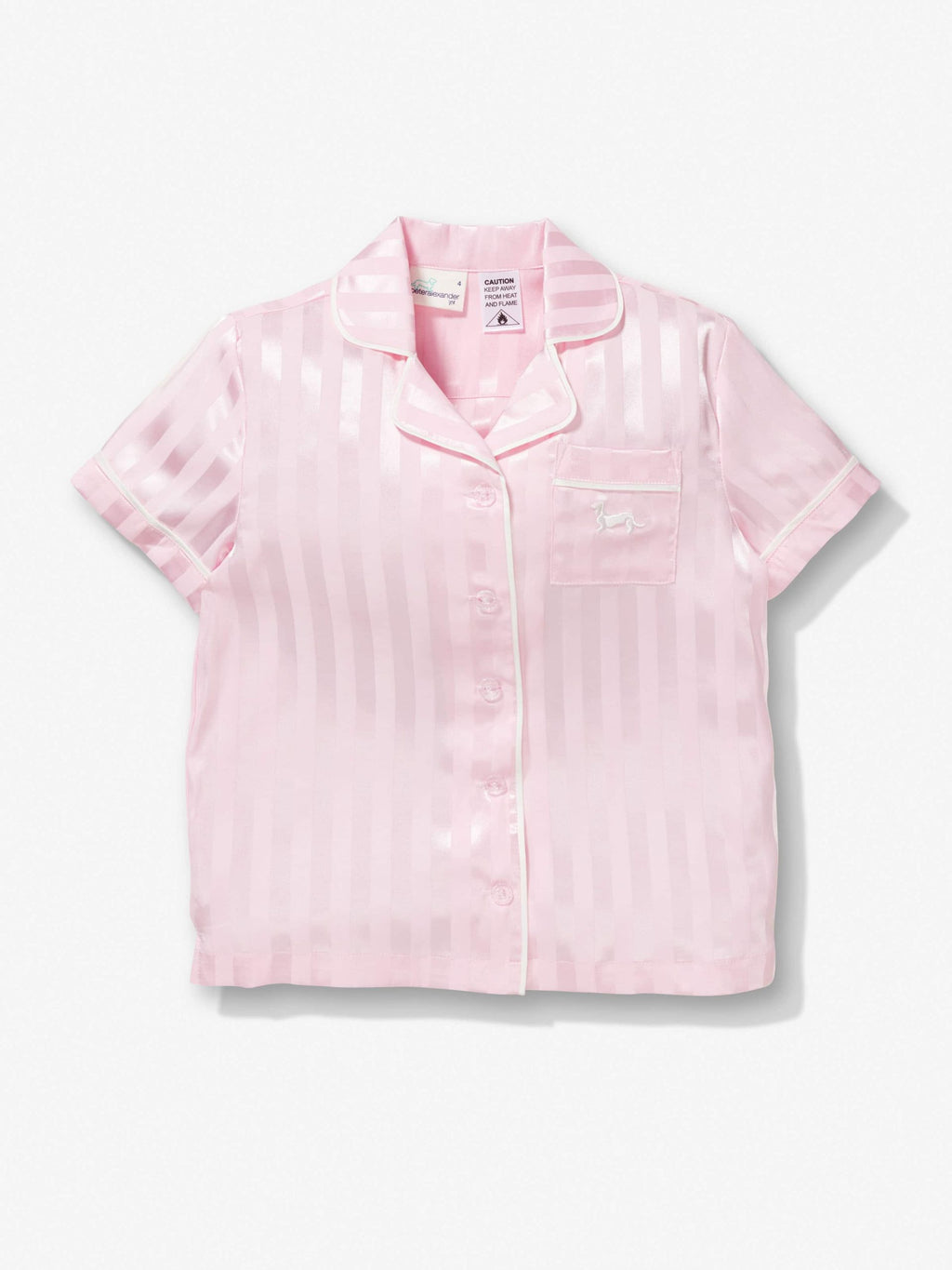 Girls Pink Stripe Satin Pj Set pink