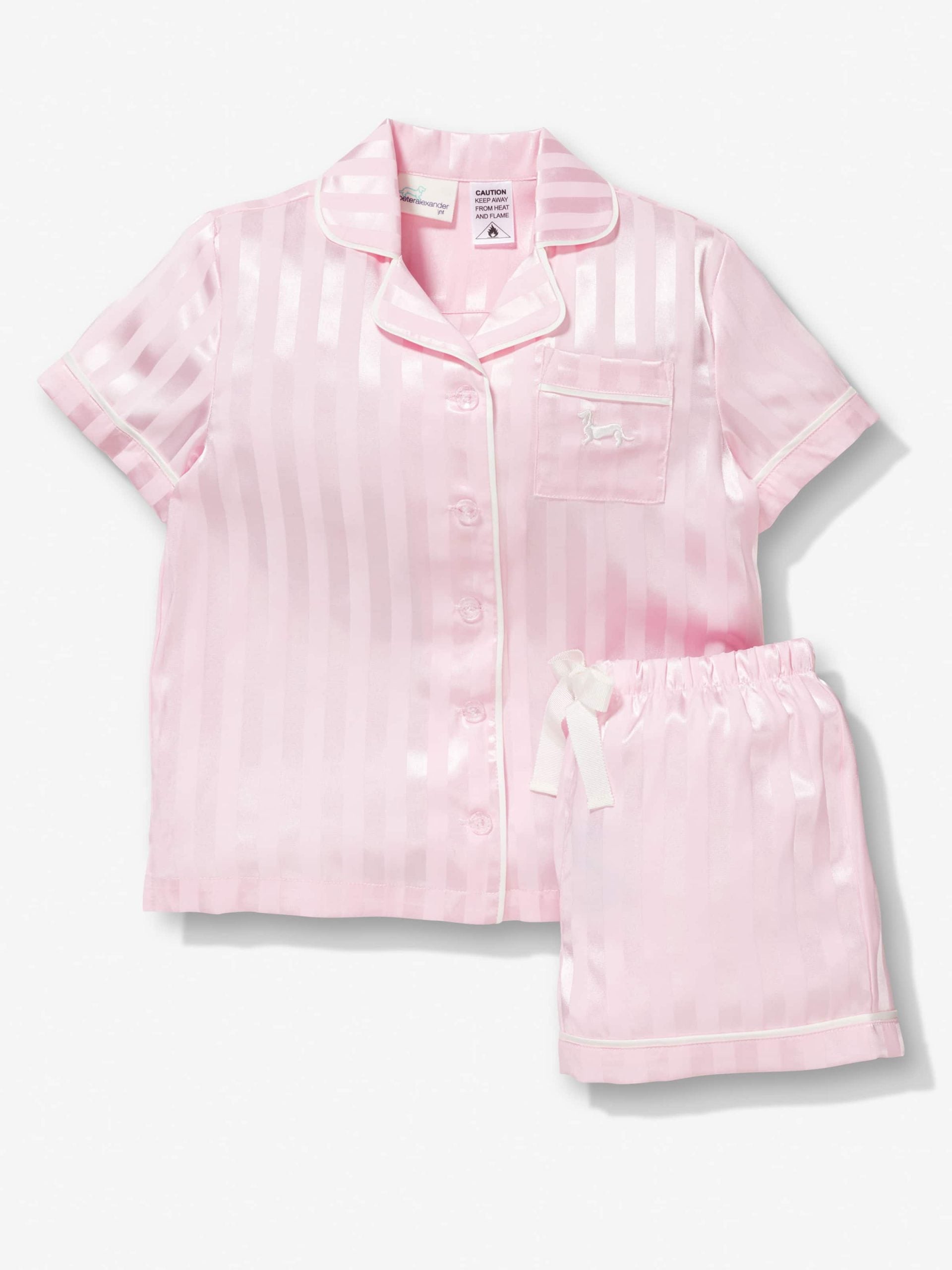 Girls Pink Stripe Satin Pj Set pink