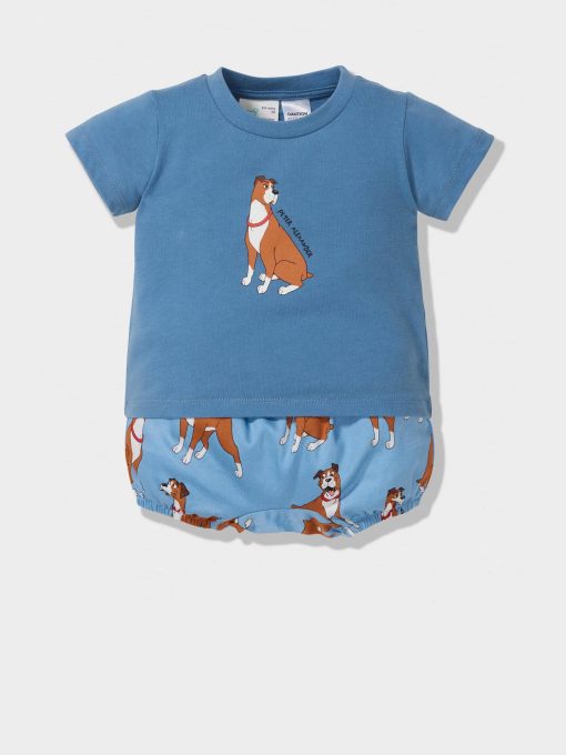 Baby Boxer Dog Pj Set blue