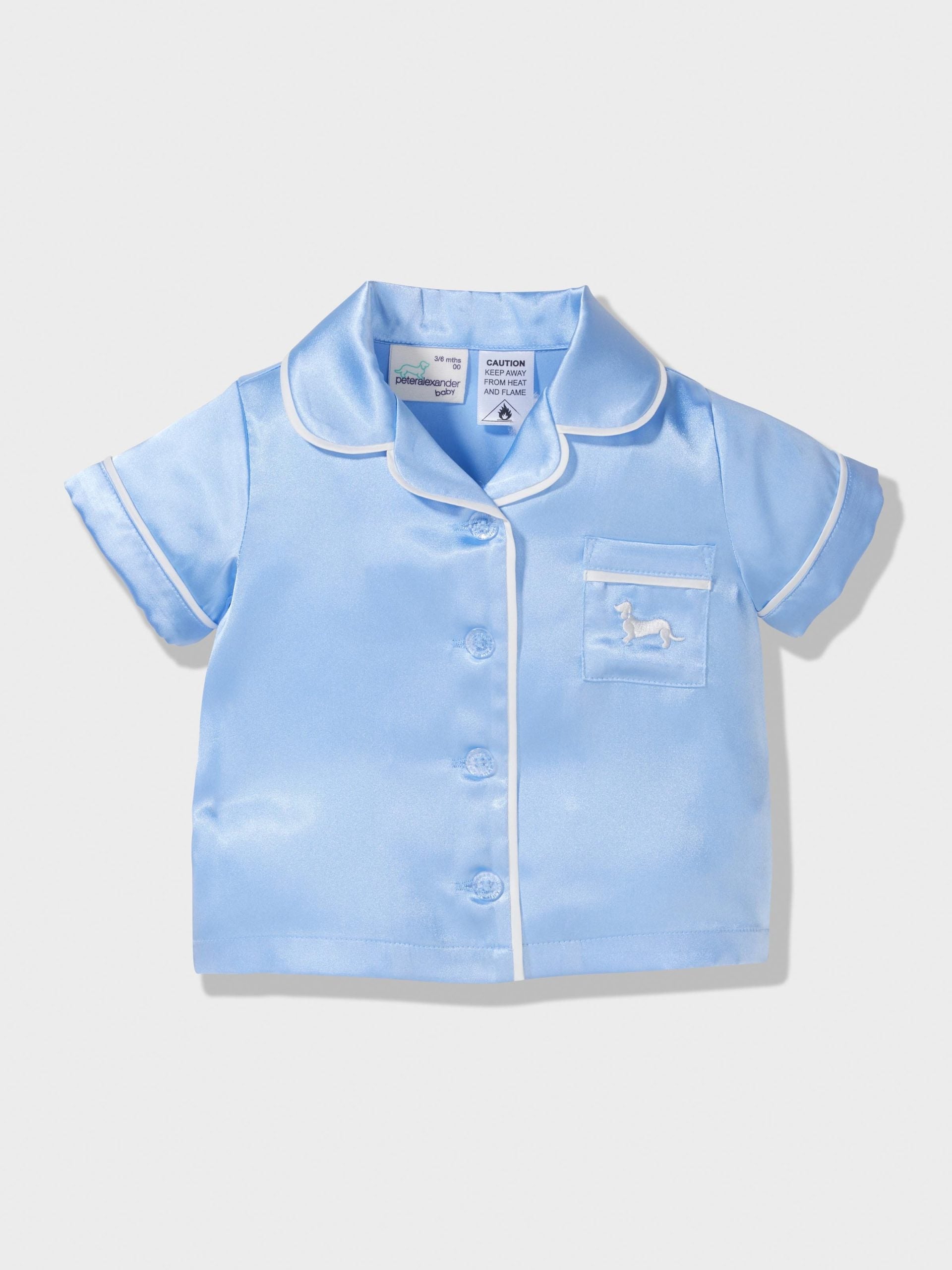 Baby Short Classic Satin Cornflower Pj Set Cornflower