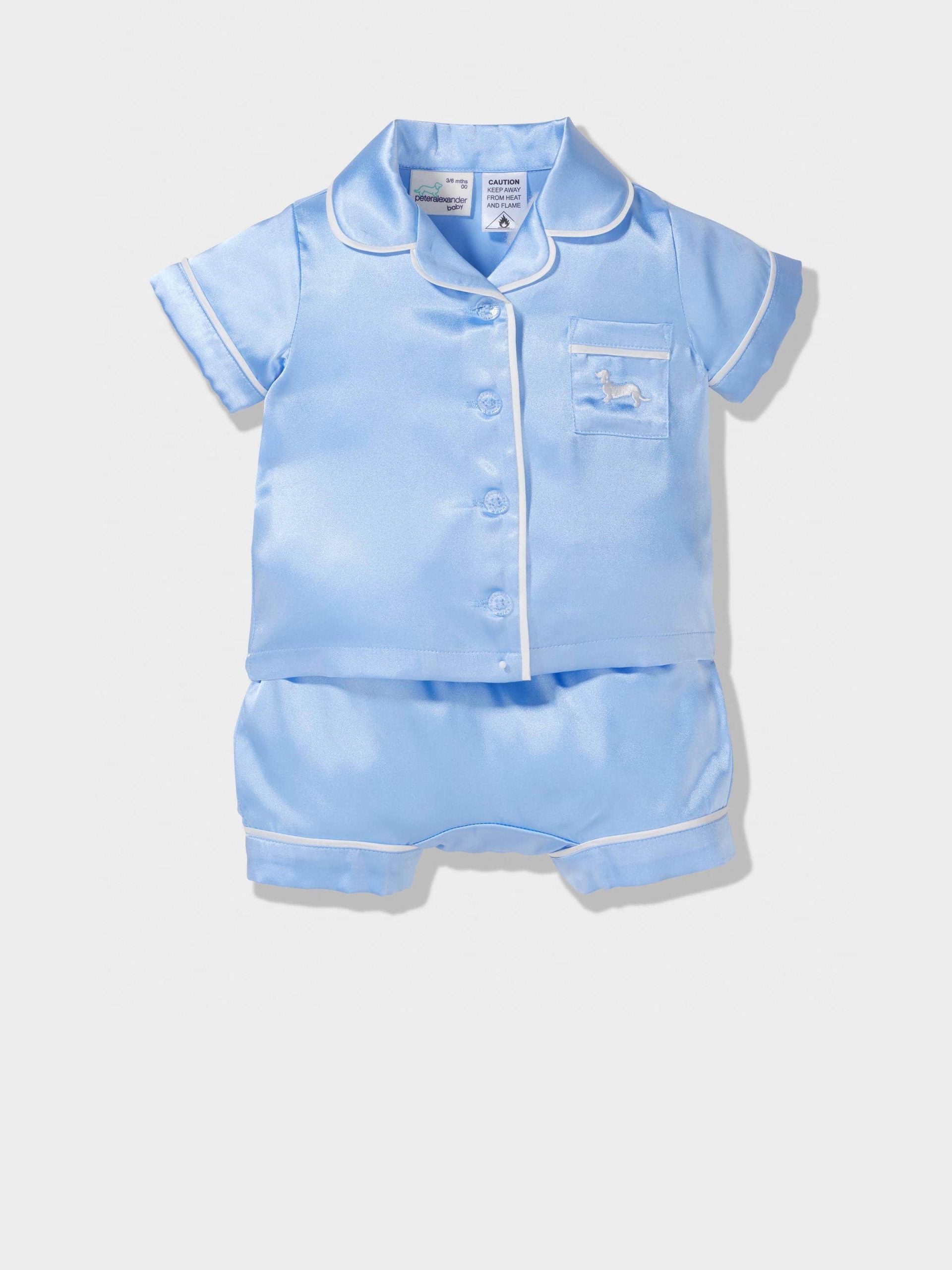Baby Short Classic Satin Cornflower Pj Set Cornflower
