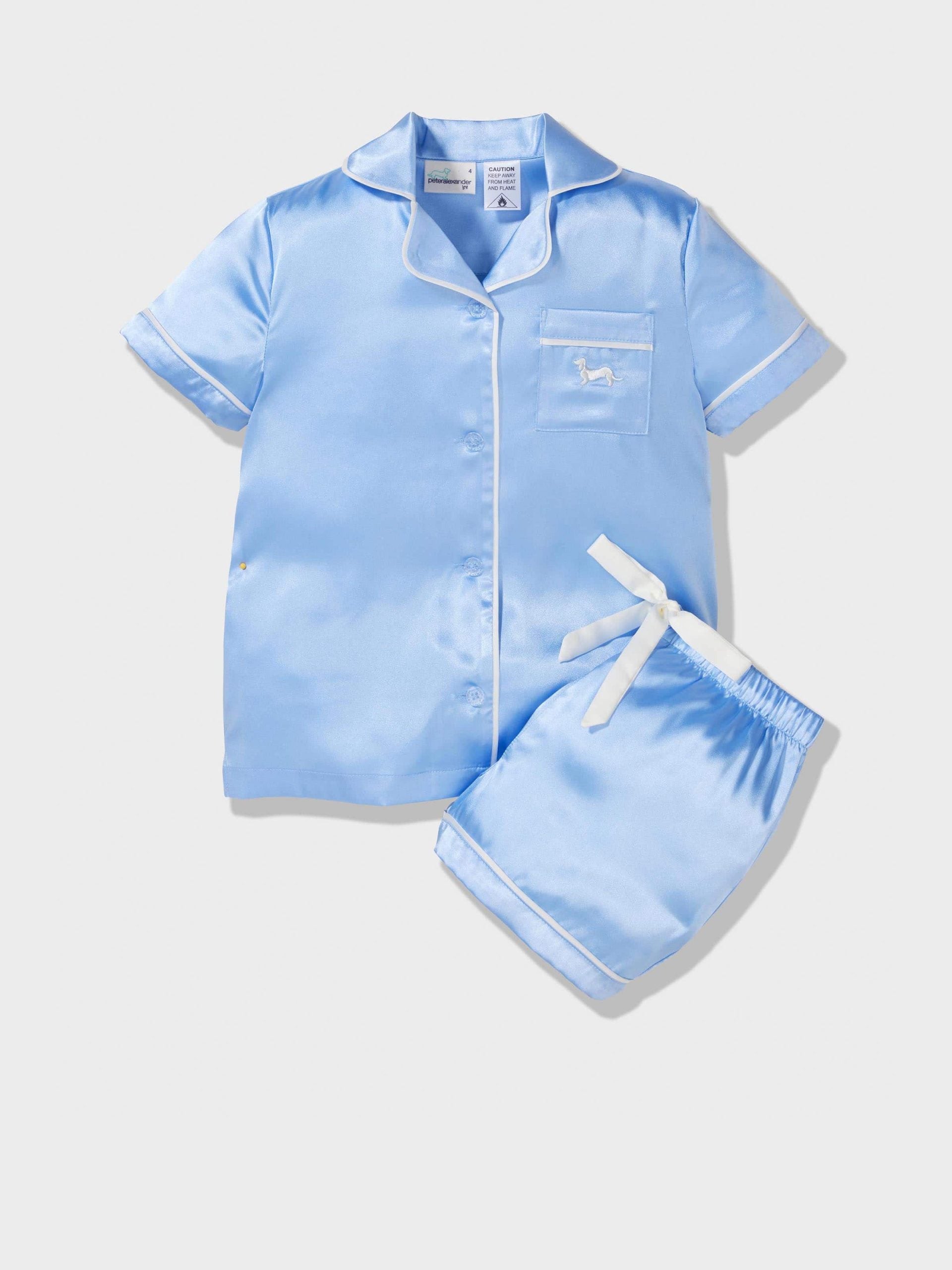 Jnr Girls Classic Satin Cornflower Pj Set cornflower