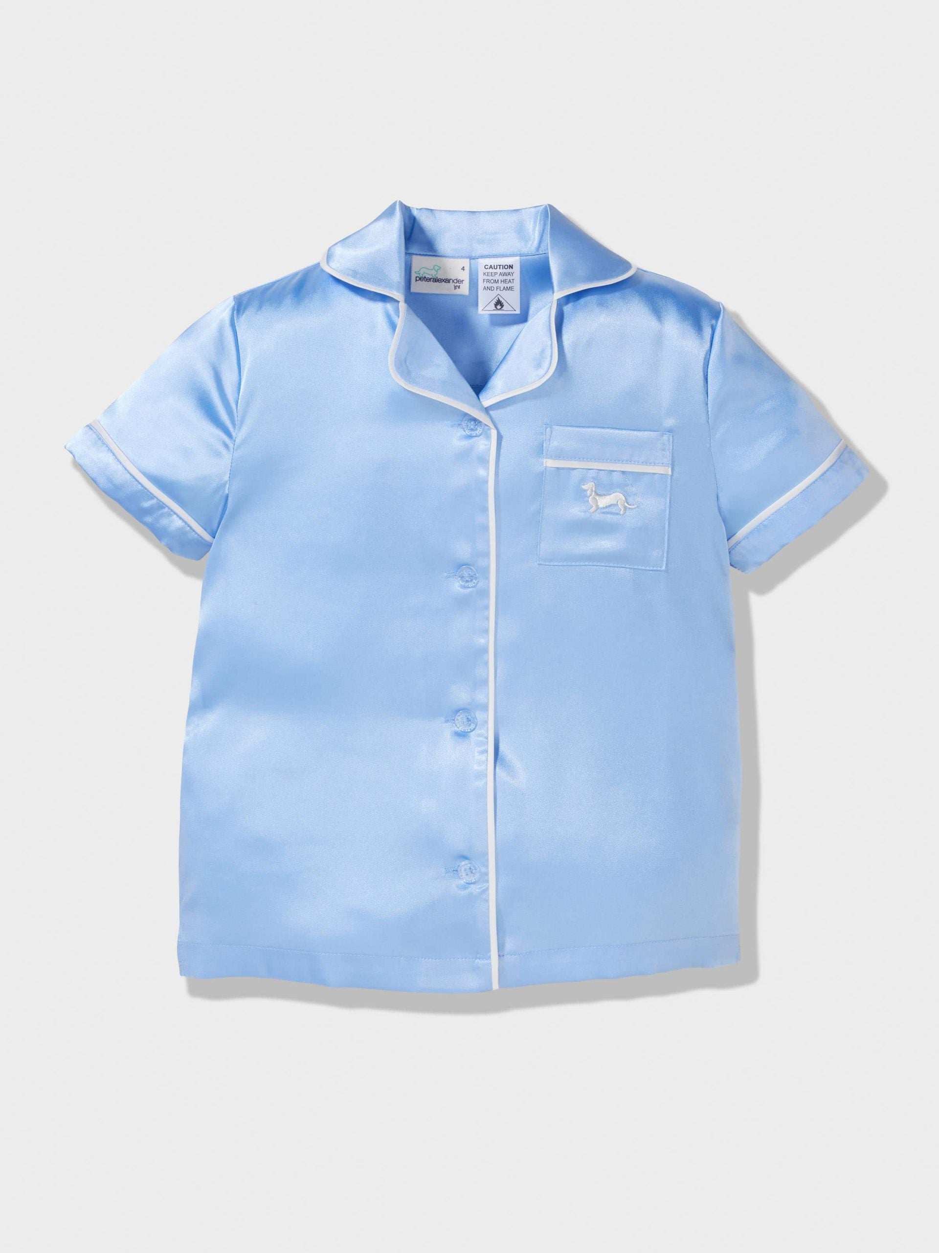 Girls Classic Satin Cornflower Pj Set Cornflower