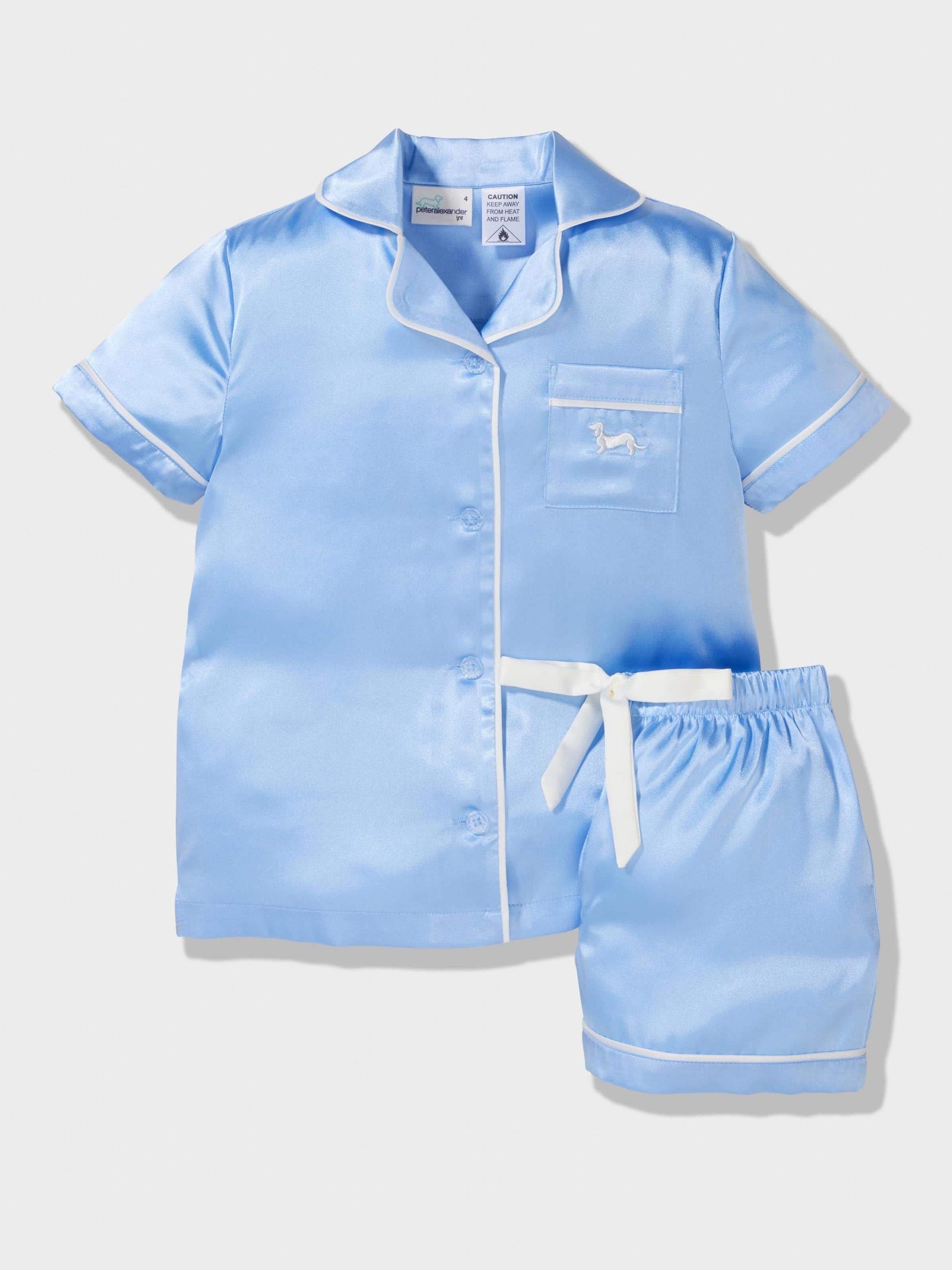 Girls Classic Satin Cornflower Pj Set Cornflower