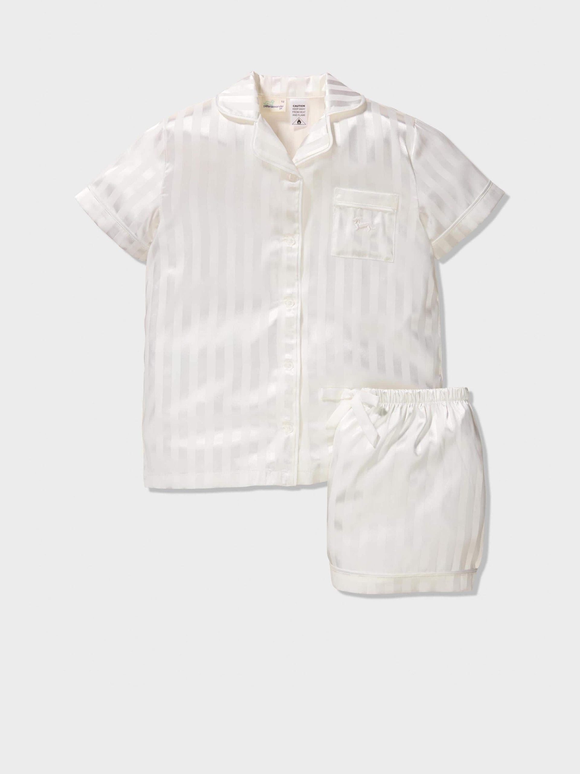 Jnr Girls Classic White Satin Pj Set white
