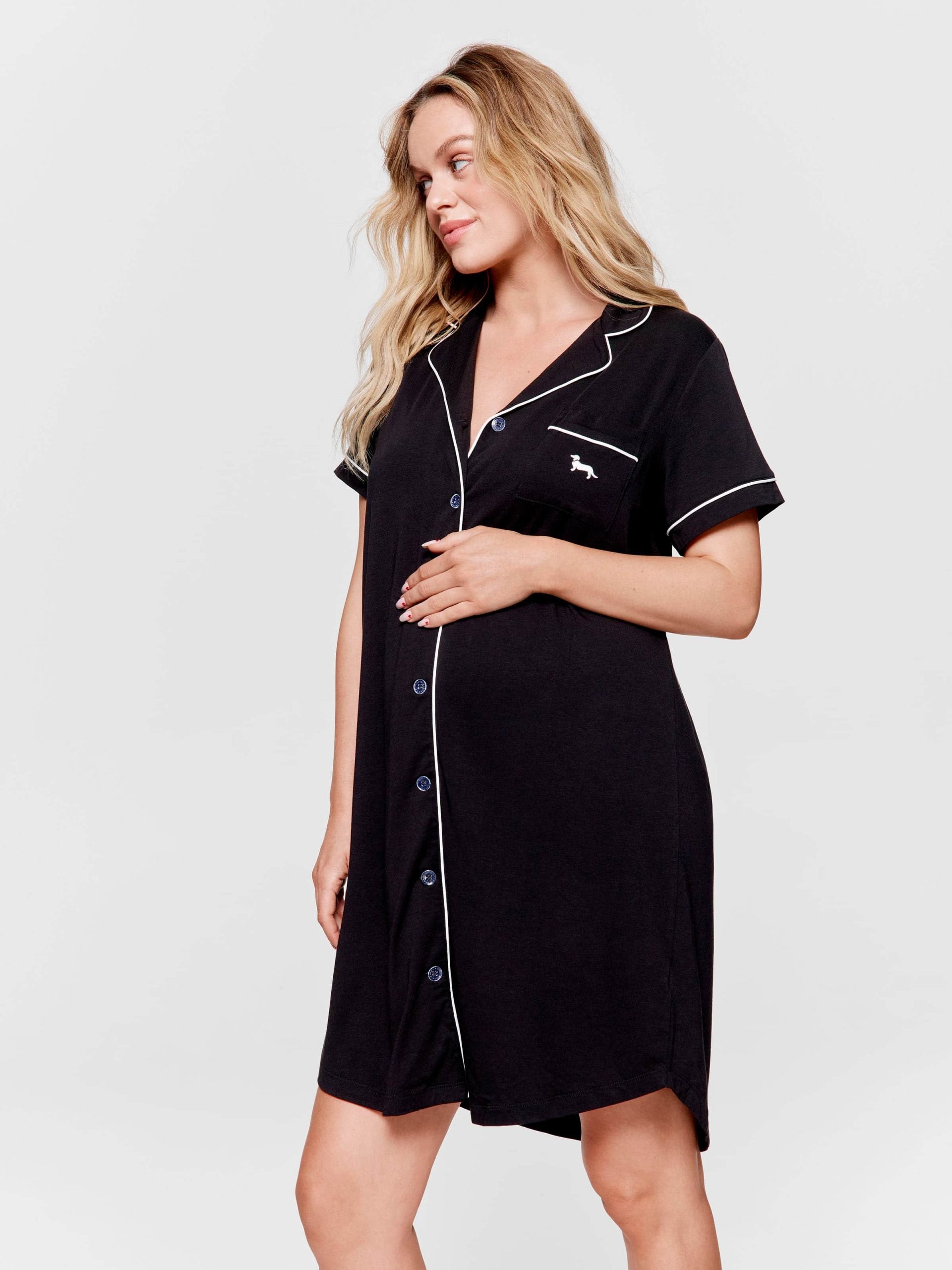 Maternity Black Short Sleeve Nightshirt black