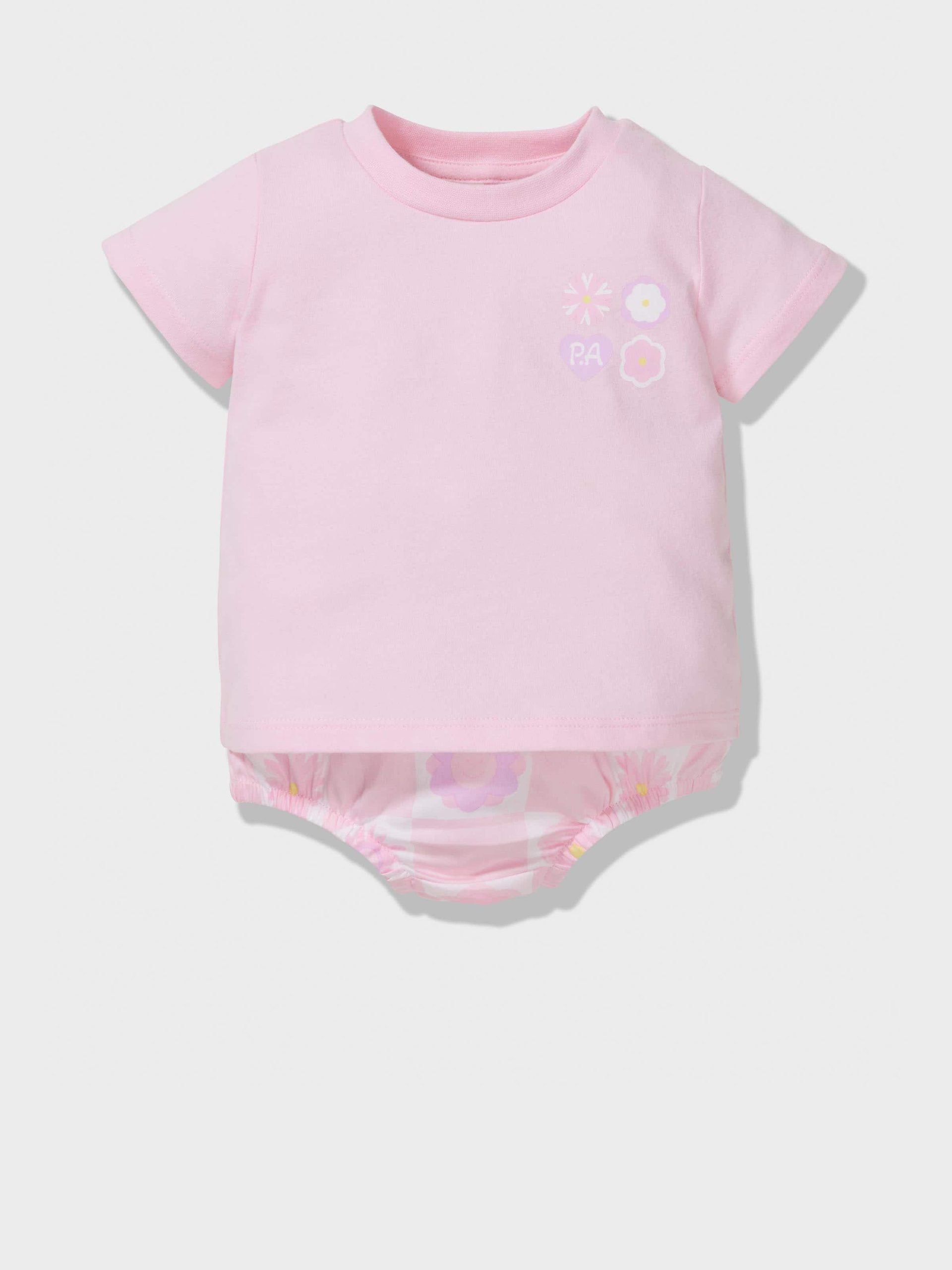 Baby Floral Check Pj Set pink