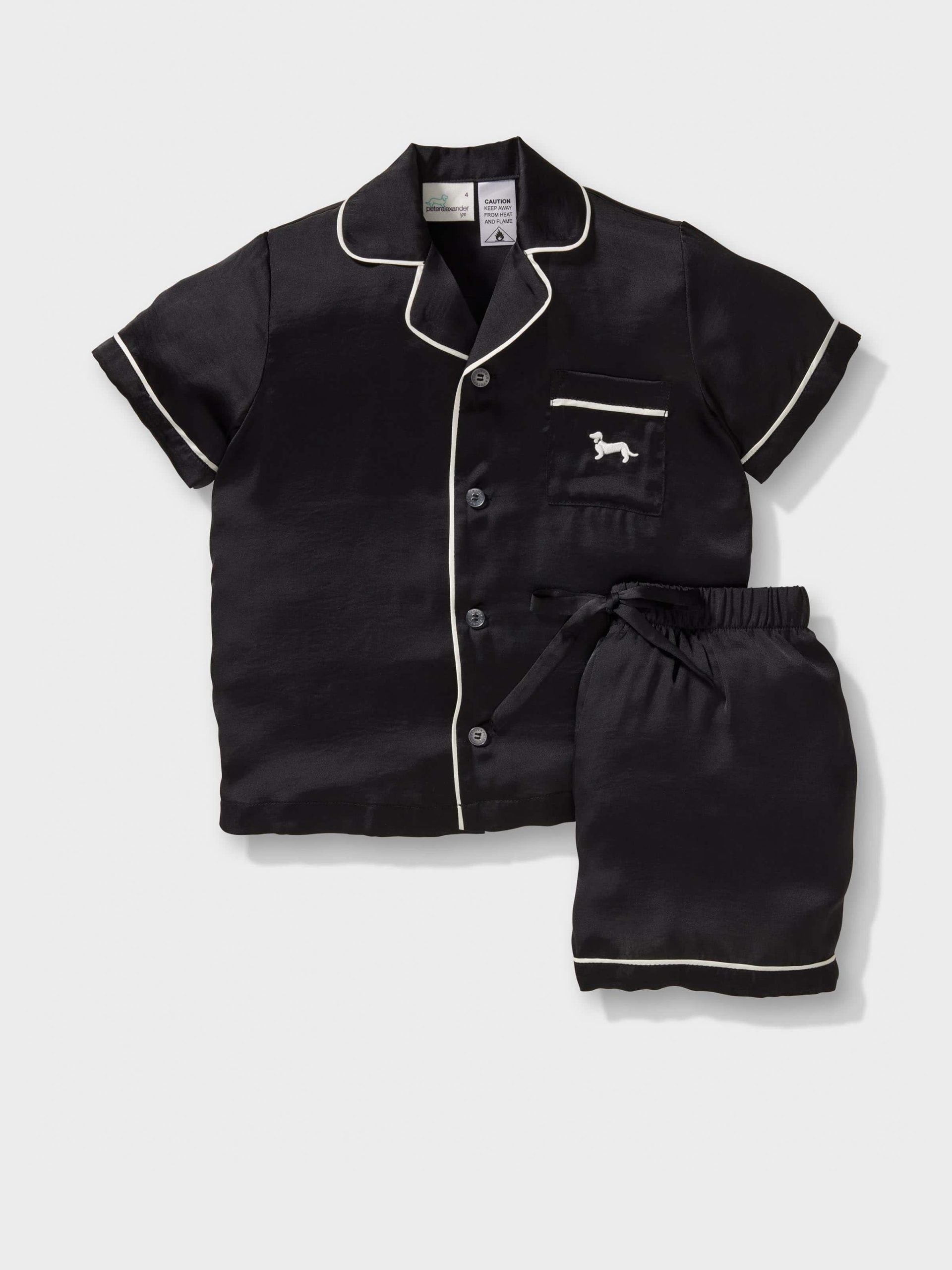 Jnr Kids Black Satin Pj Set black