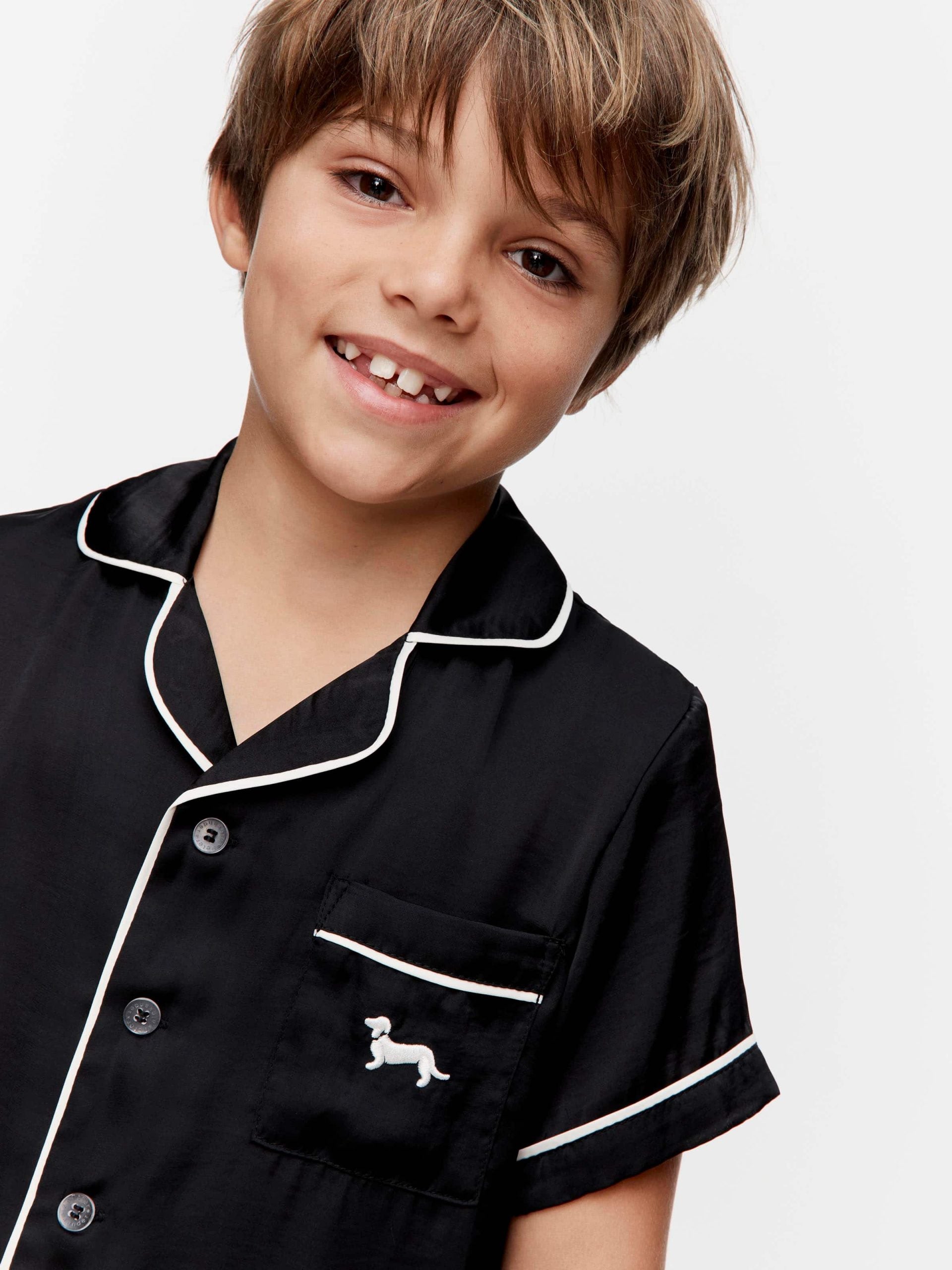 Jnr Kids Black Satin Pj Set black