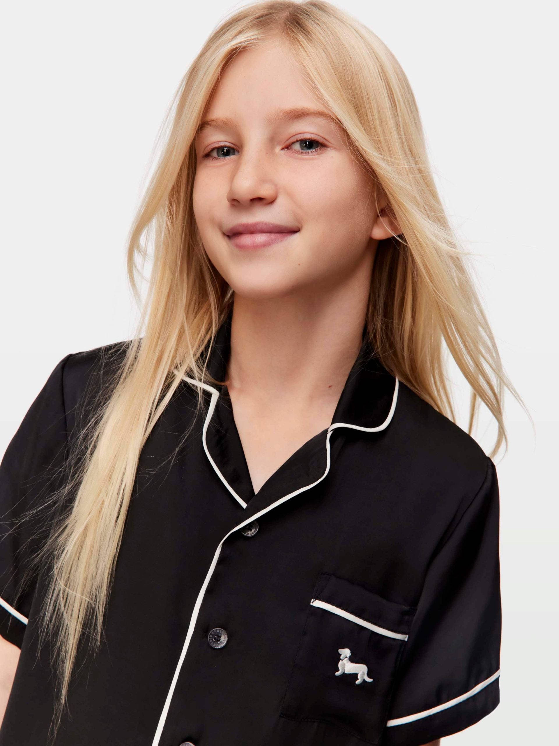 Kids Black Satin Pj Set black