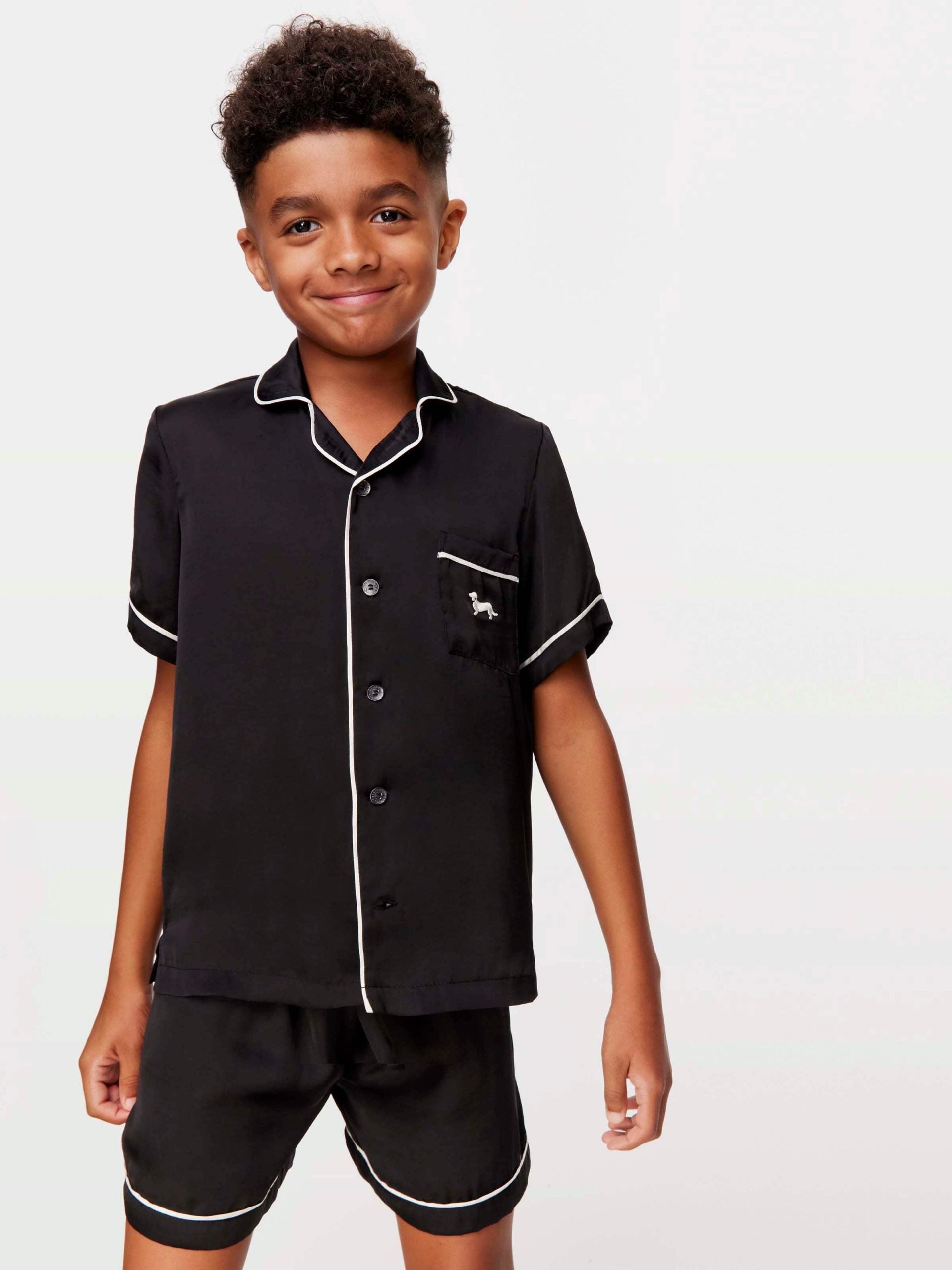 Kids Black Satin Pj Set black