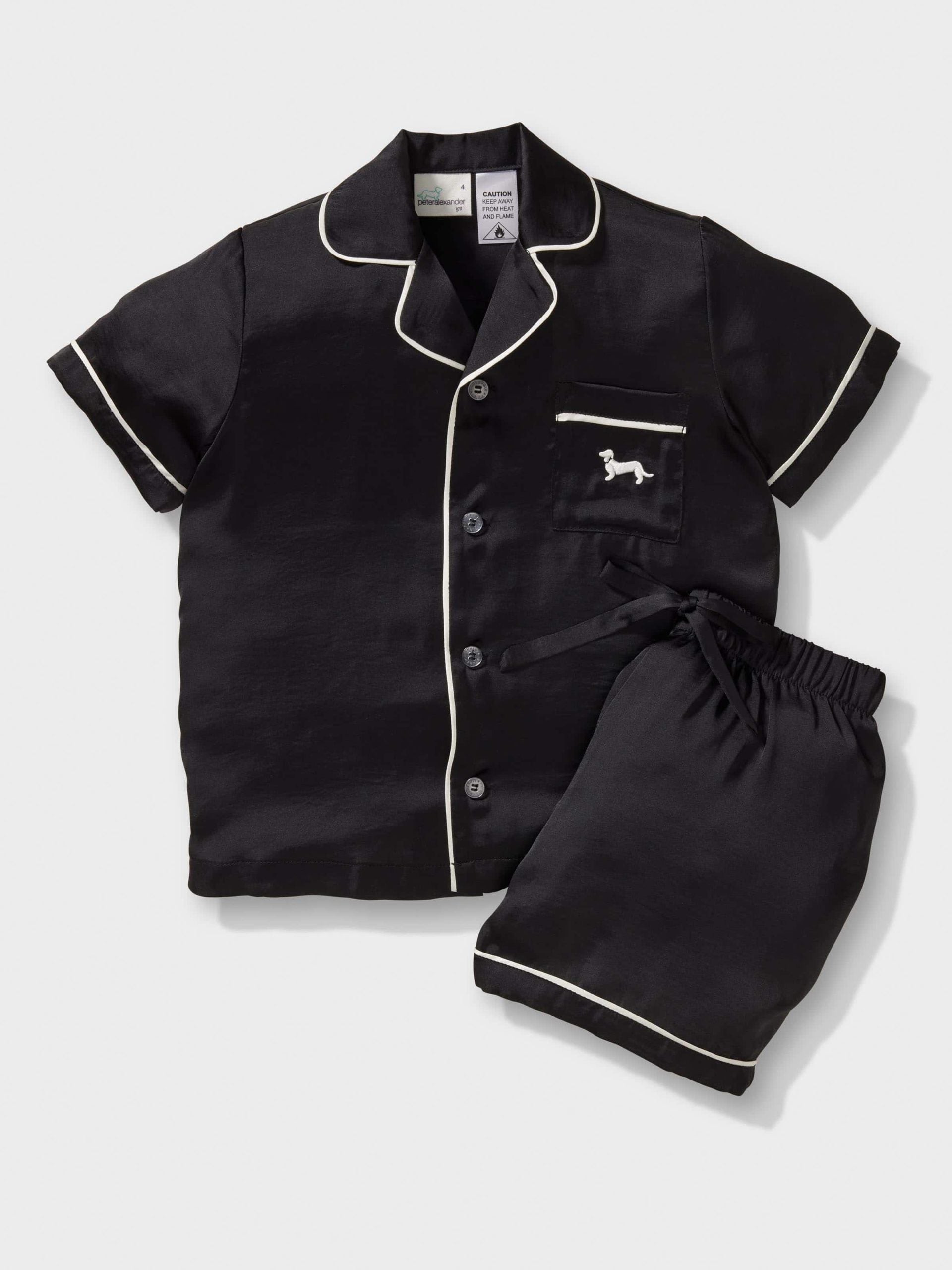 Kids Black Satin Pj Set black