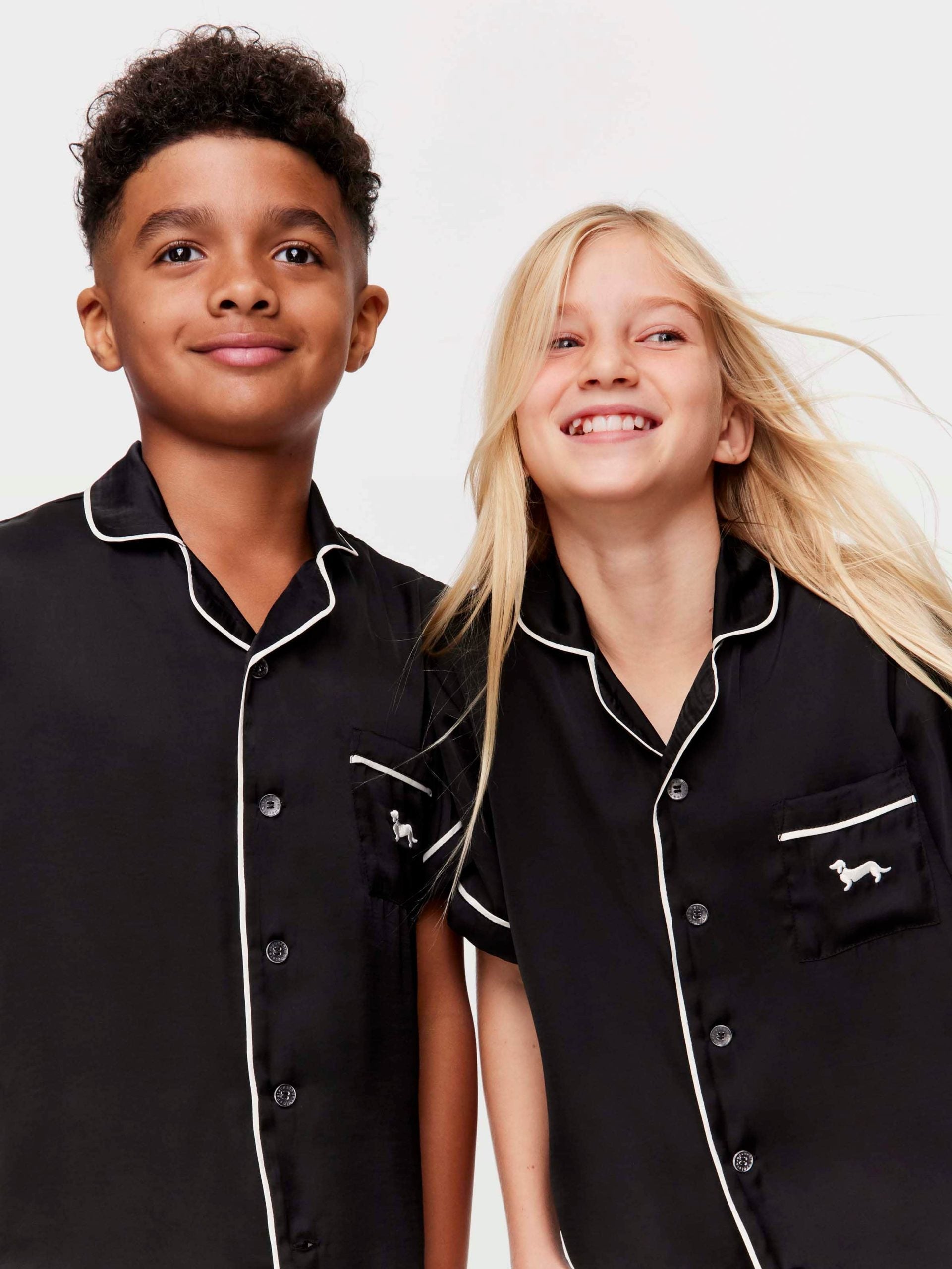 Kids Black Satin Pj Set black