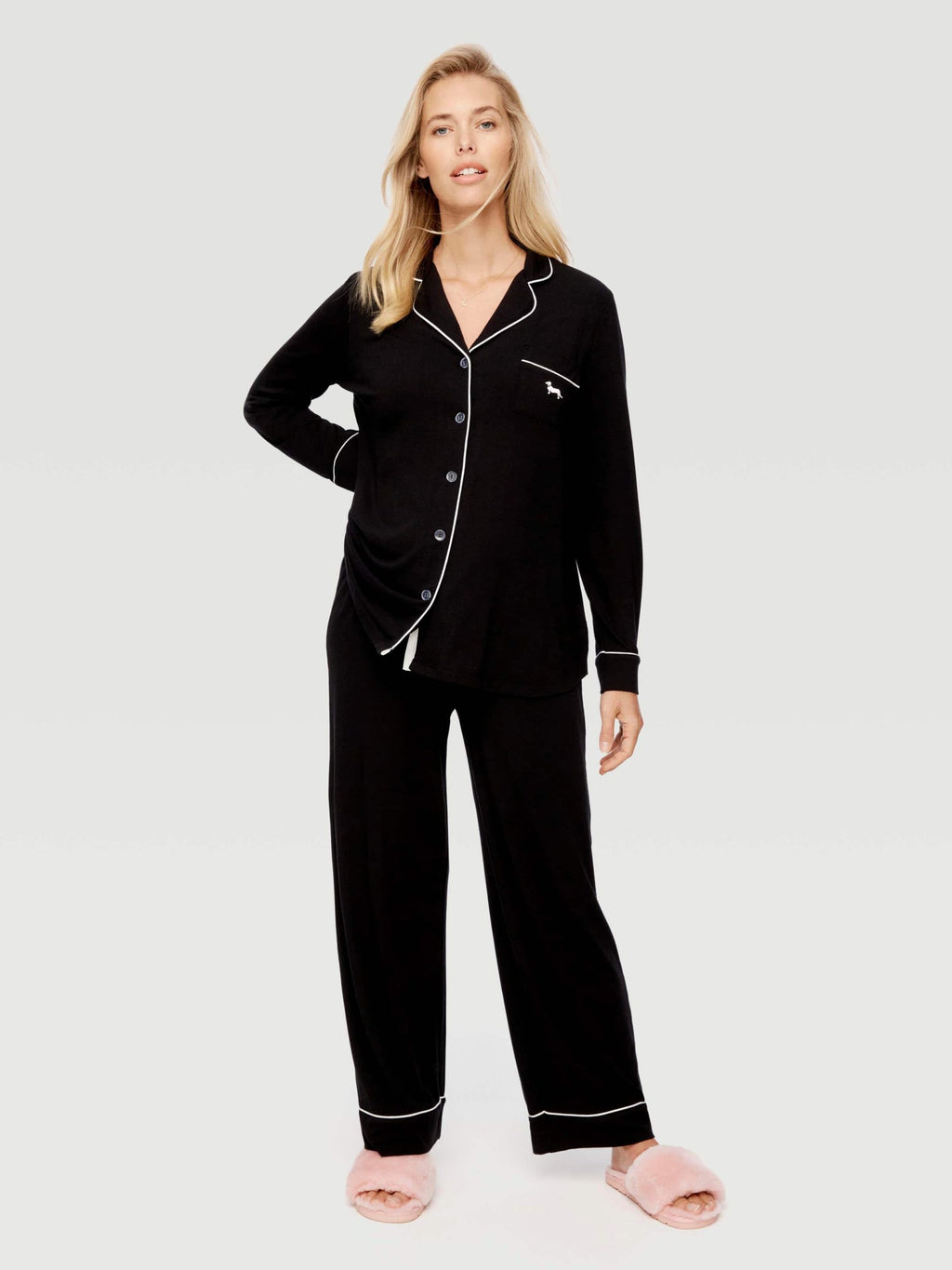 Maternity Black Long Sleeve Pj Set black