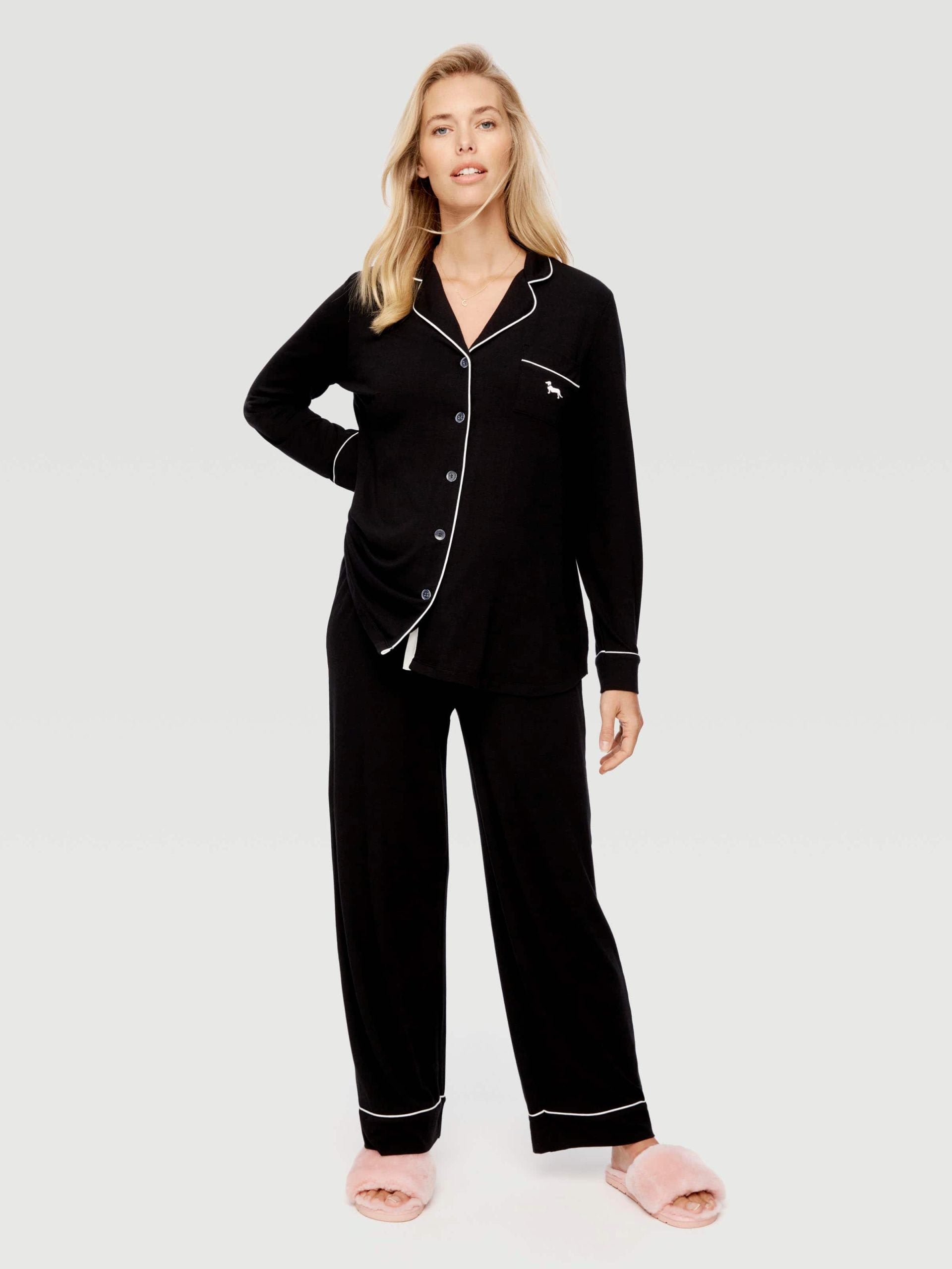 Maternity Black Long Sleeve Pj Set black