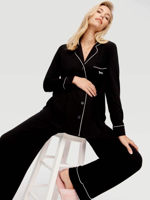 Maternity Black Long Sleeve Pj Set black