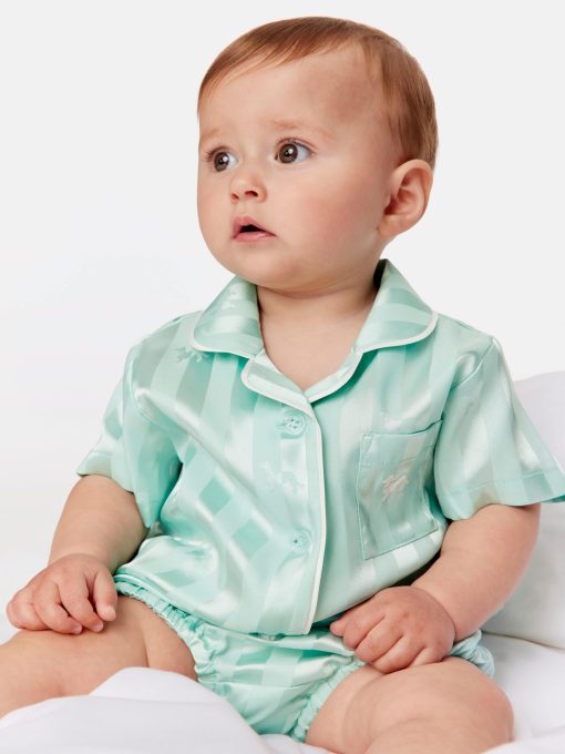 Baby Aqua Satin Pj Set aqua