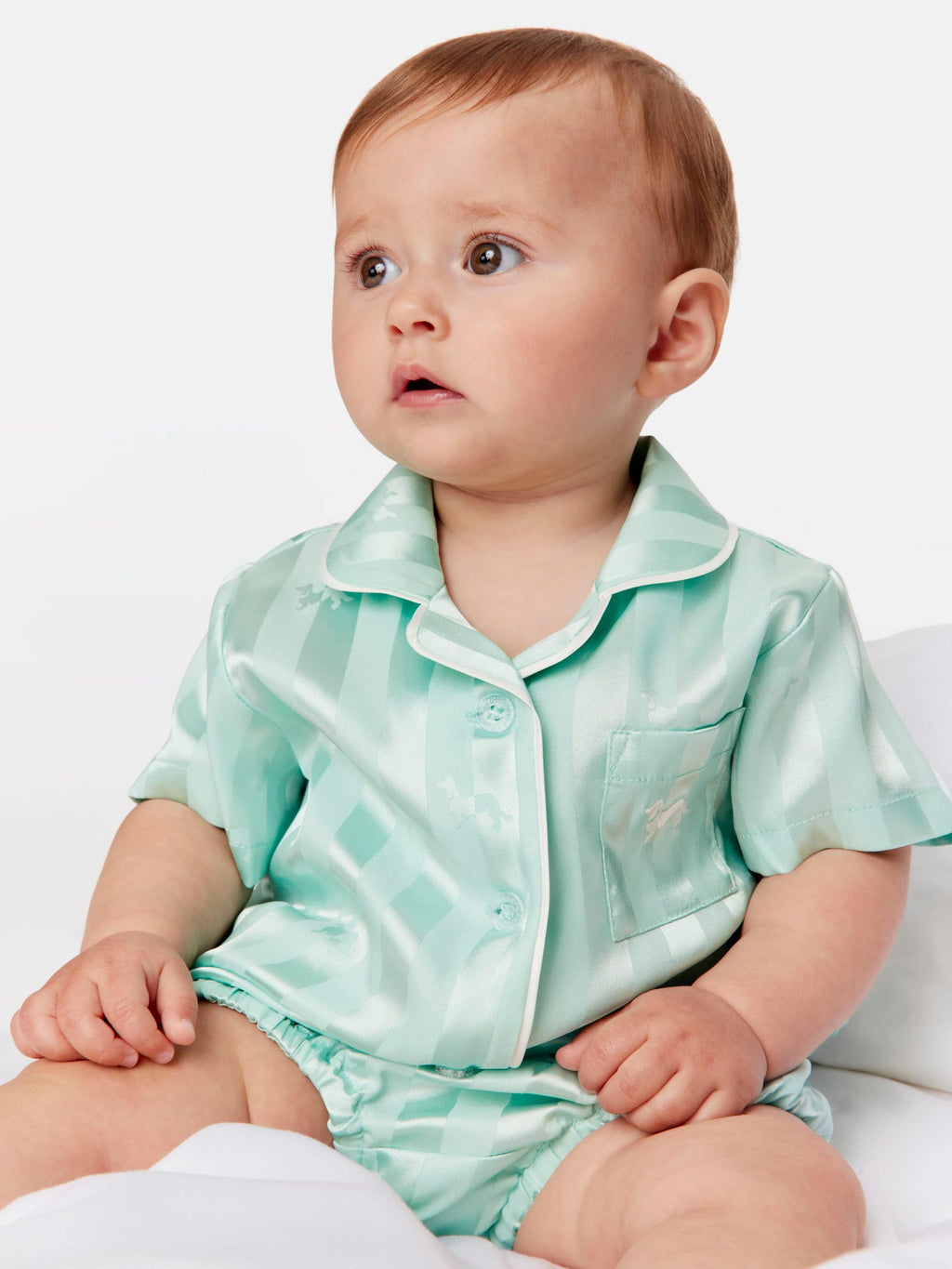 Baby Aqua Satin Pj Set aqua