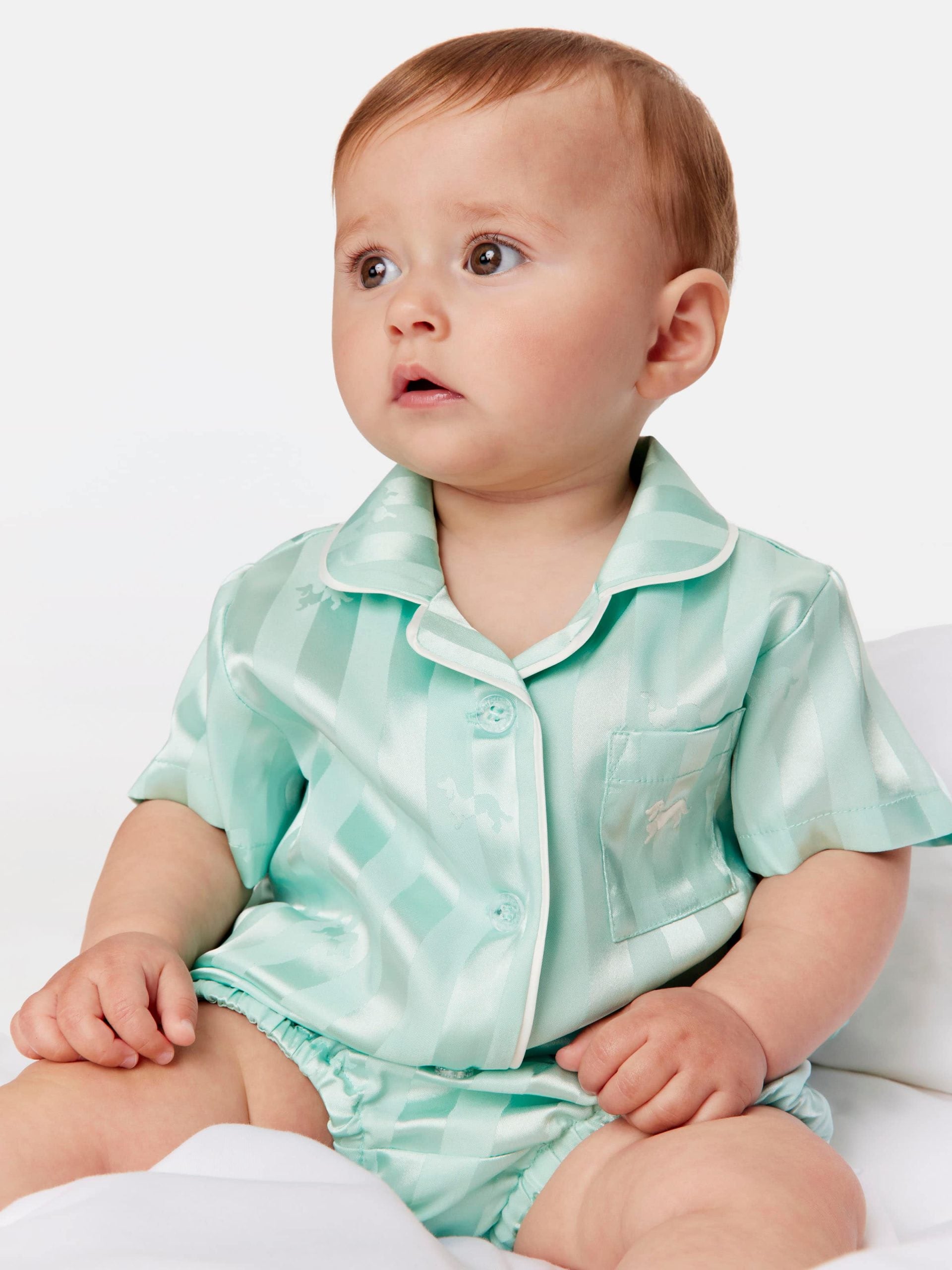 Baby Aqua Satin Pj Set aqua
